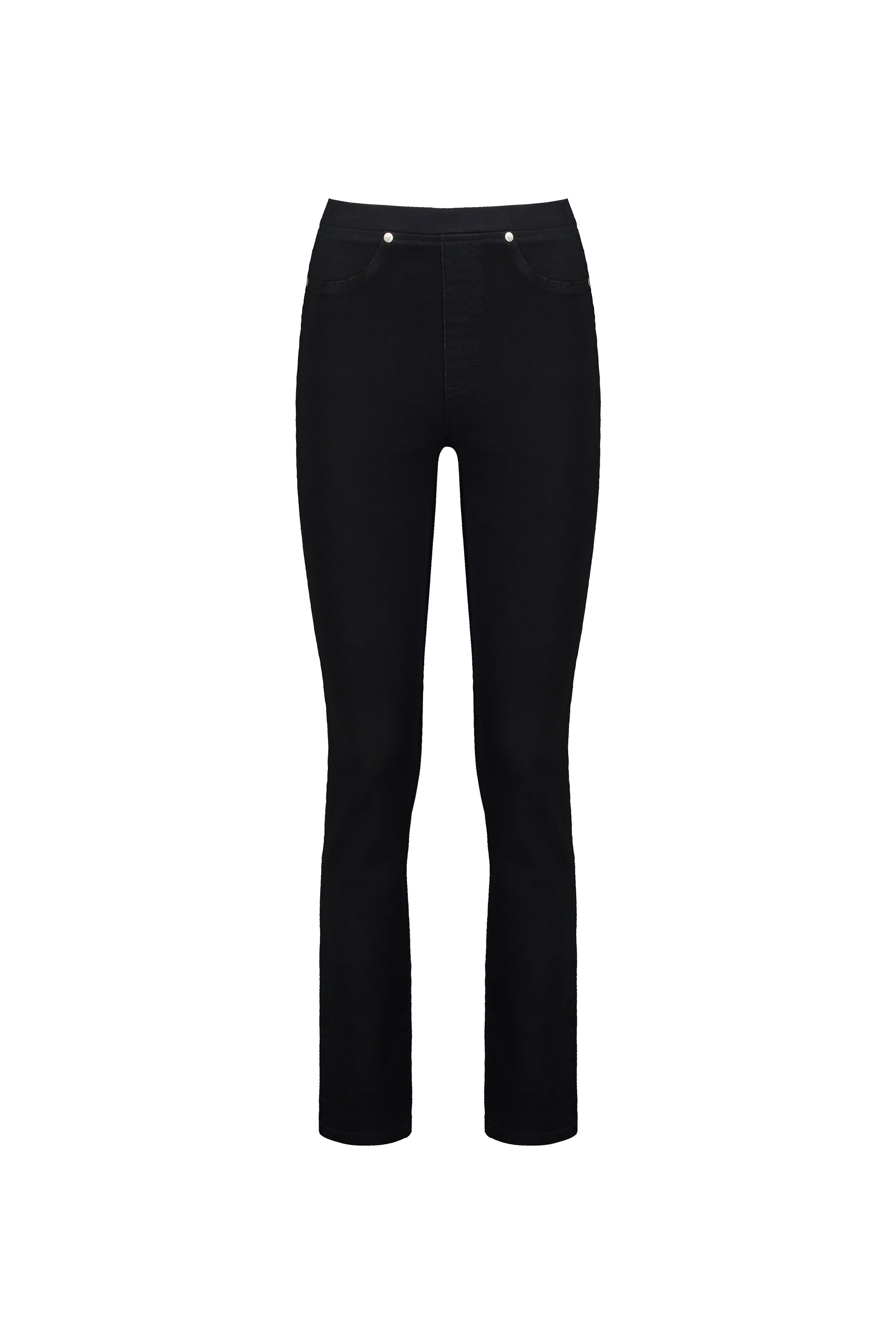 234DN Black Denim - Slim Leg Full Length Denim Pull-On - Vassalli