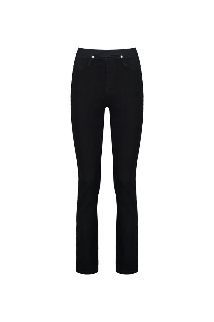 234DN Black Denim - Slim Leg Full Length Denim Pull-On - Vassalli