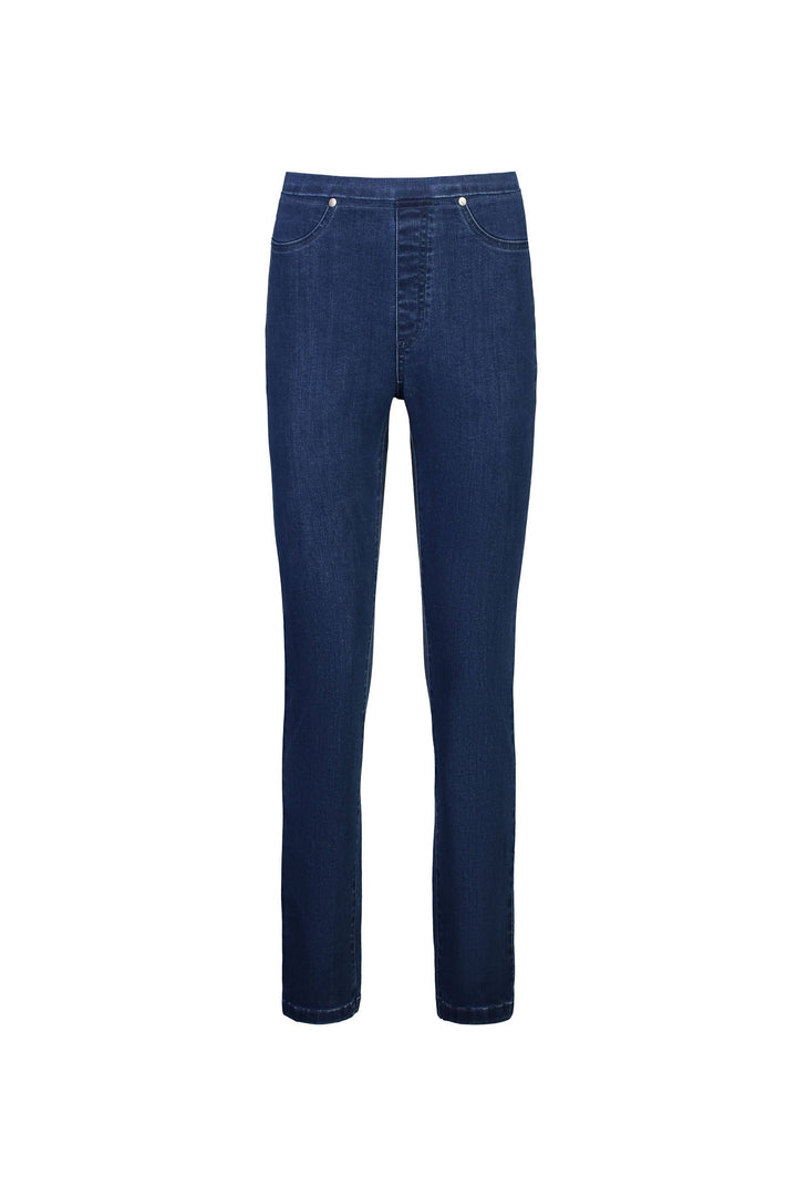 234DN Blue Denim - Slim Leg Full Length Denim Pull-On - Vassalli