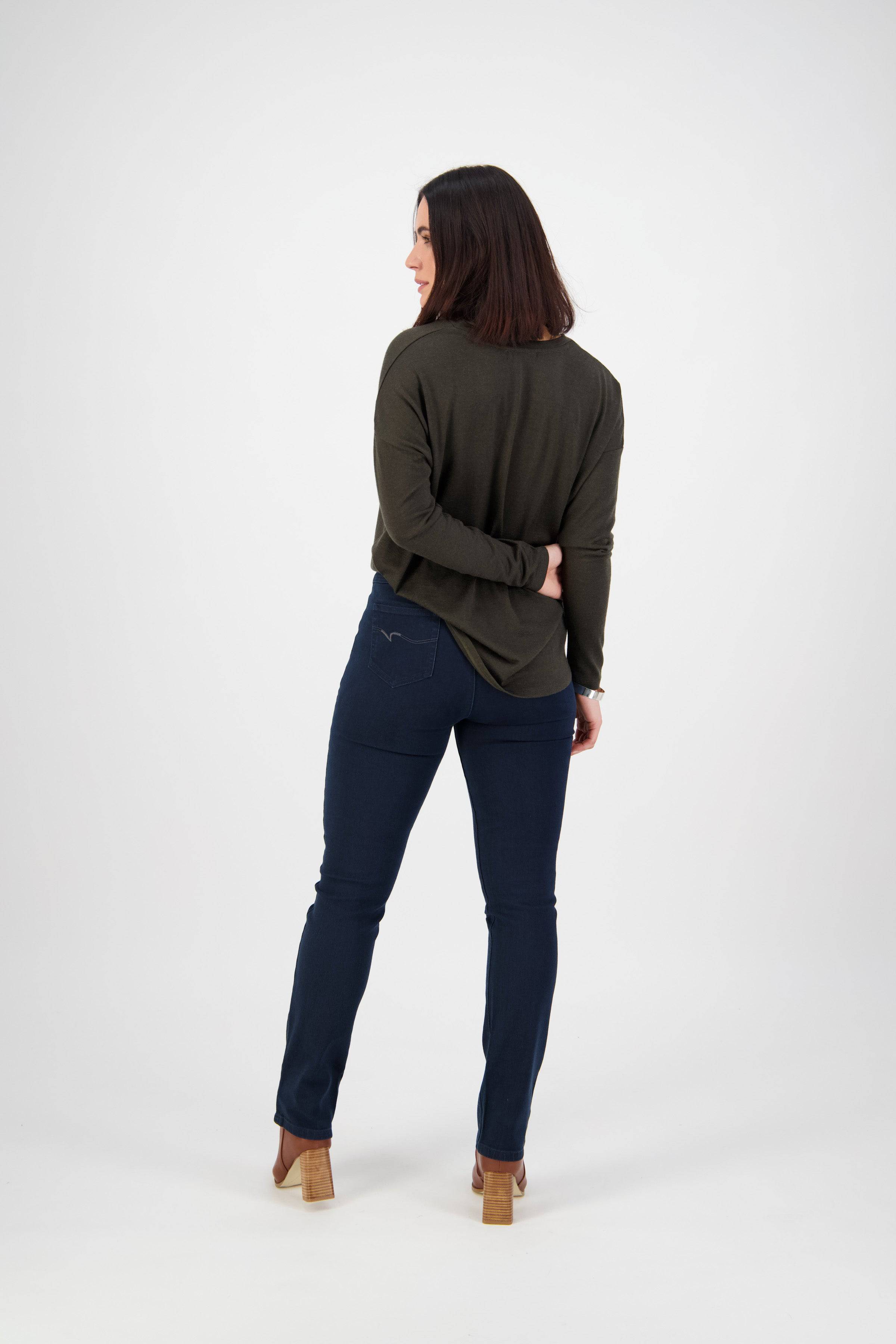 234DN Indigo Denim - Slim Leg Full Length Denim Pull-On - Vassalli