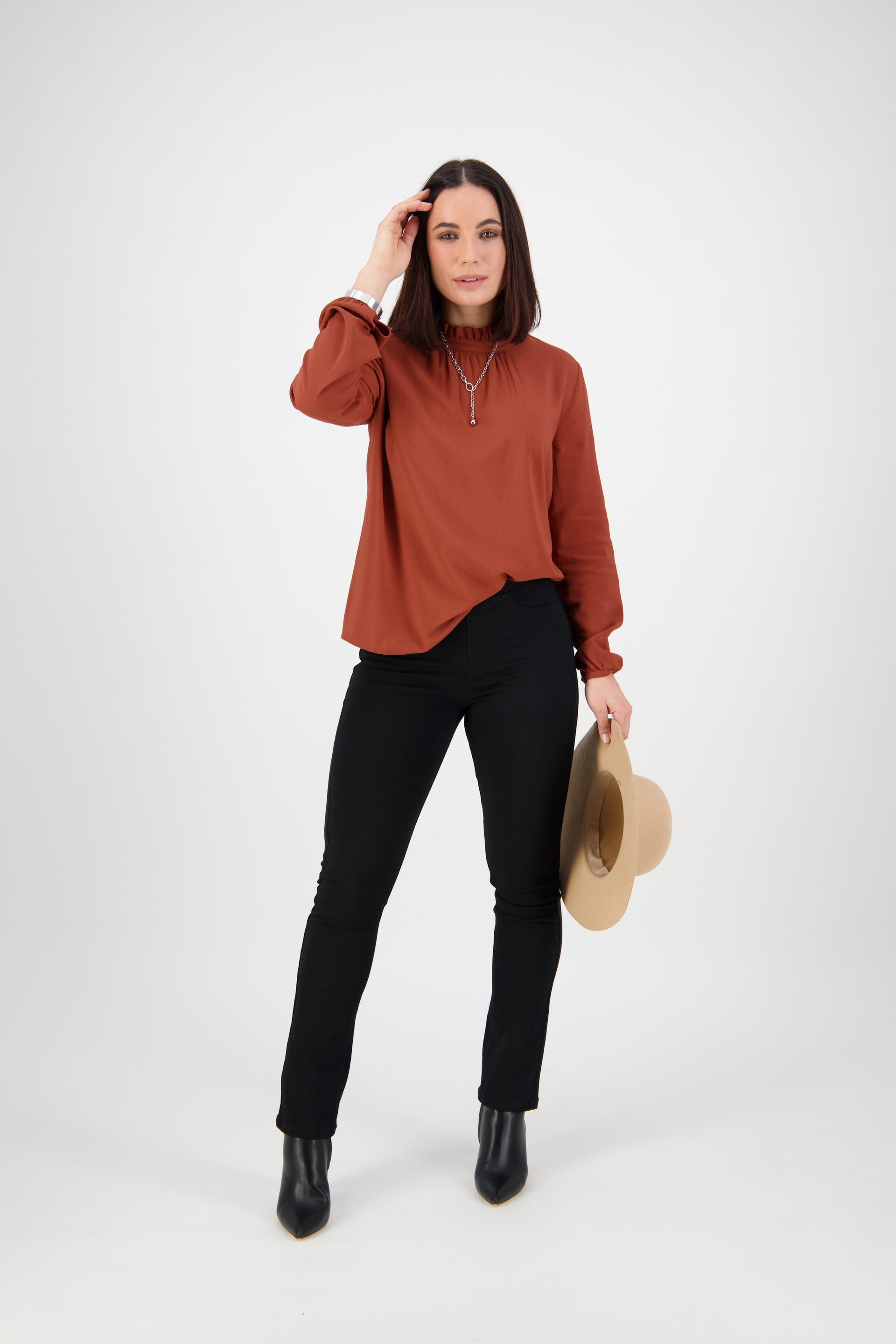 234K Black - Slim Leg Full Length Knit Denim Pull-On - Vassalli