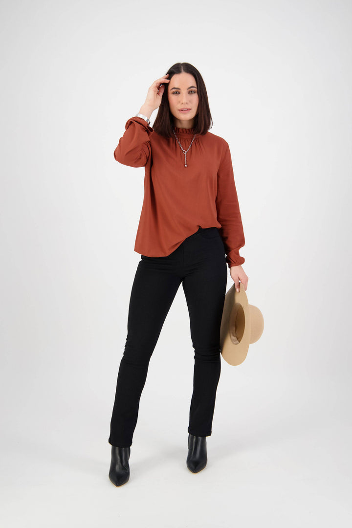 234K Black - Slim Leg Full Length Knit Denim Pull-On - Vassalli