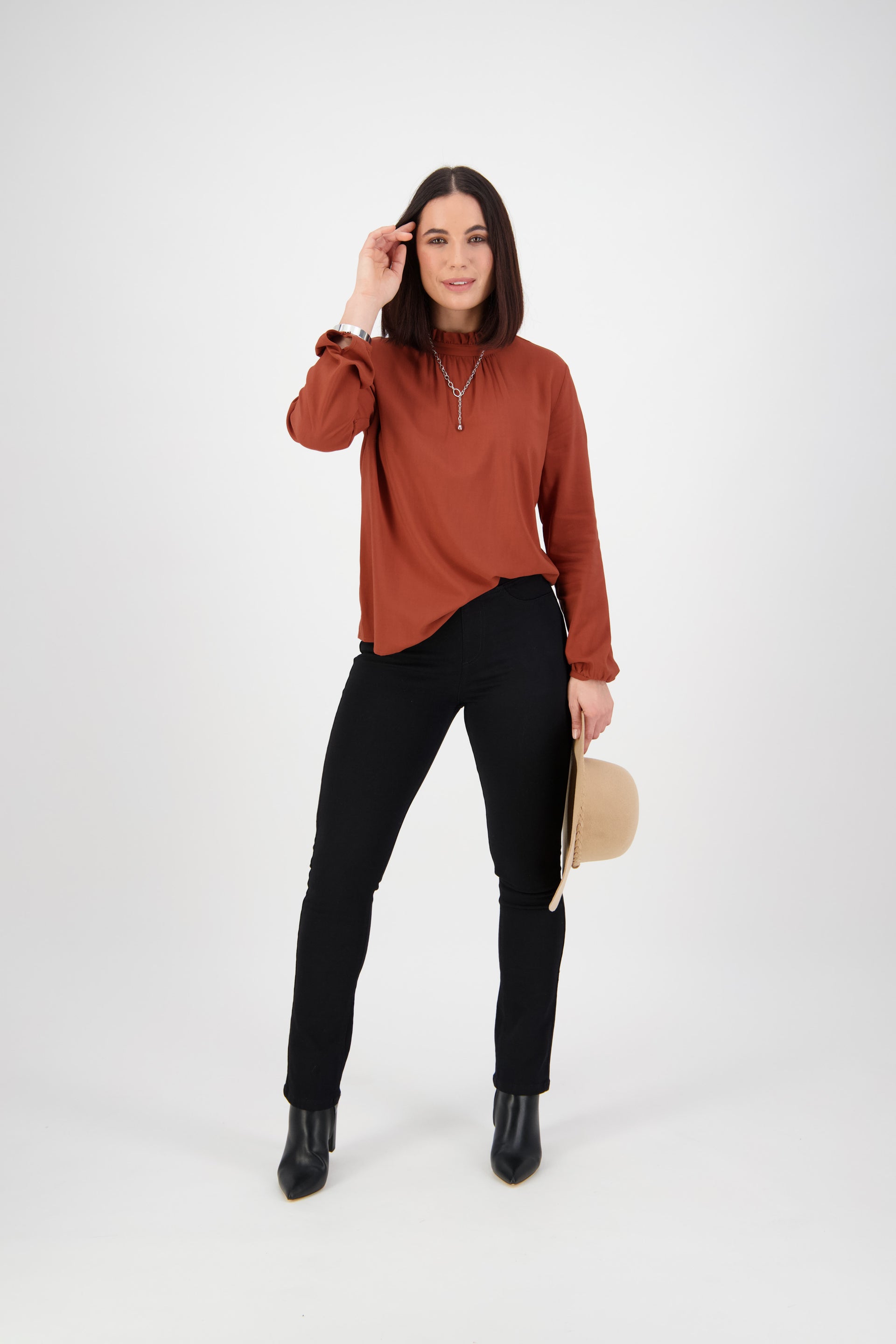 234K Black - Slim Leg Full Length Knit Denim Pull-On - Vassalli