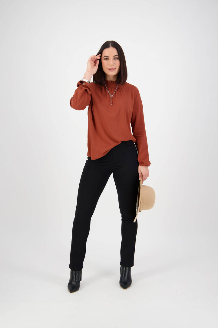 234K Black - Slim Leg Full Length Knit Denim Pull-On - Vassalli