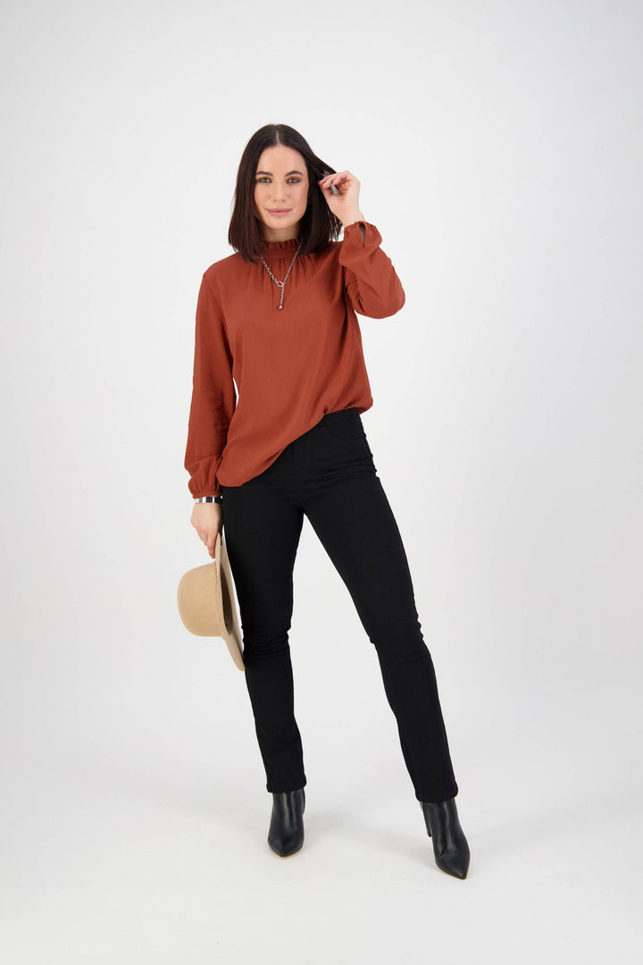 234K Black - Slim Leg Full Length Knit Denim Pull-On - Vassalli
