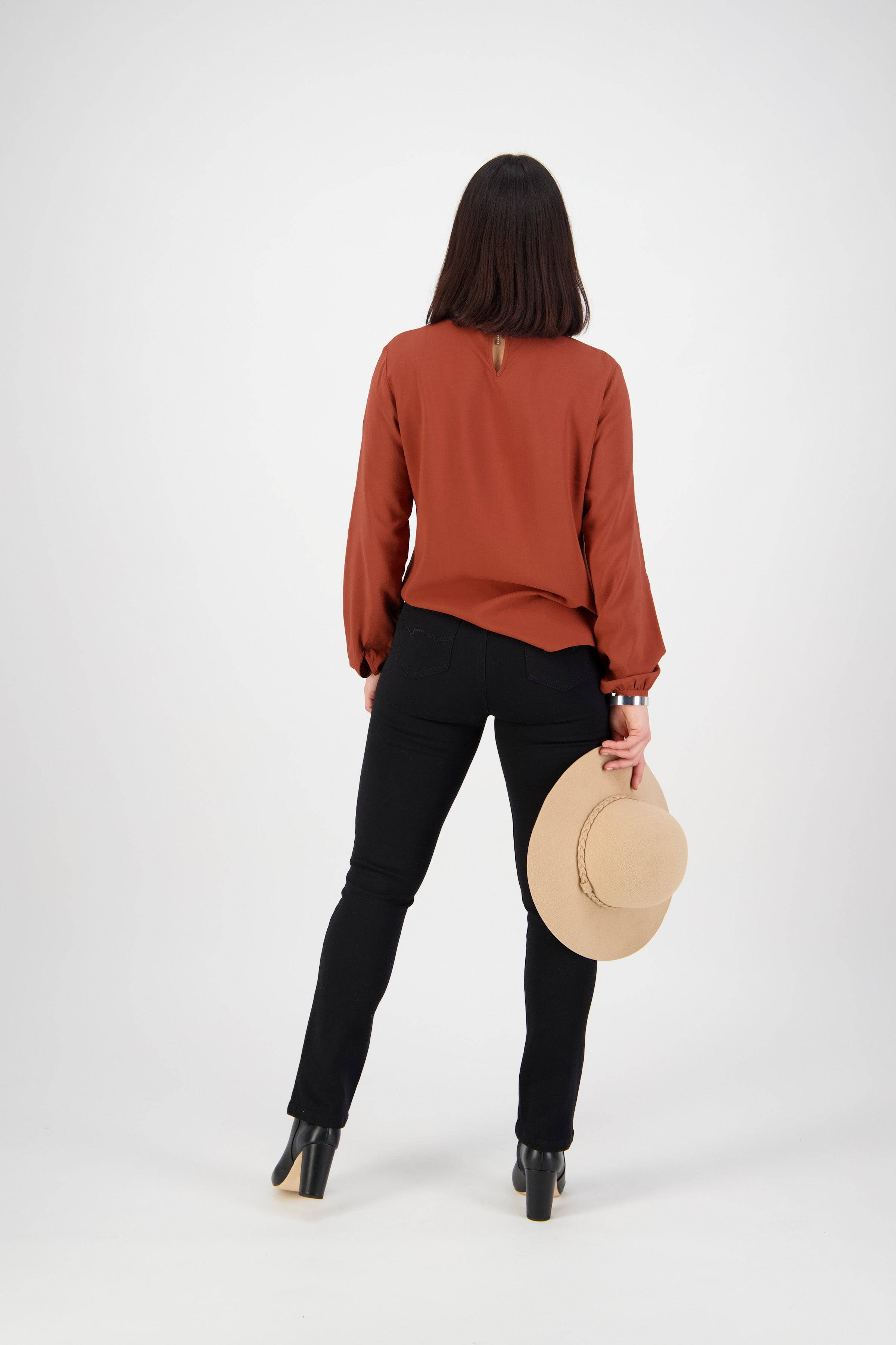 234K Black - Slim Leg Full Length Knit Denim Pull-On - Vassalli