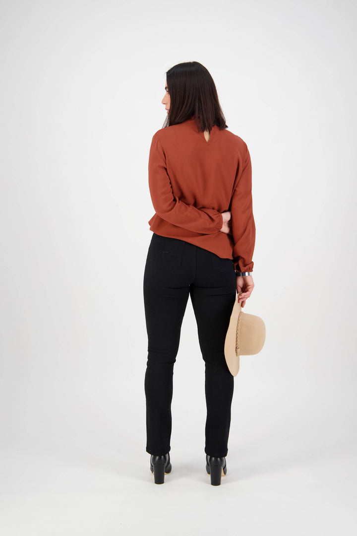 234K Black - Slim Leg Full Length Knit Denim Pull-On - Vassalli