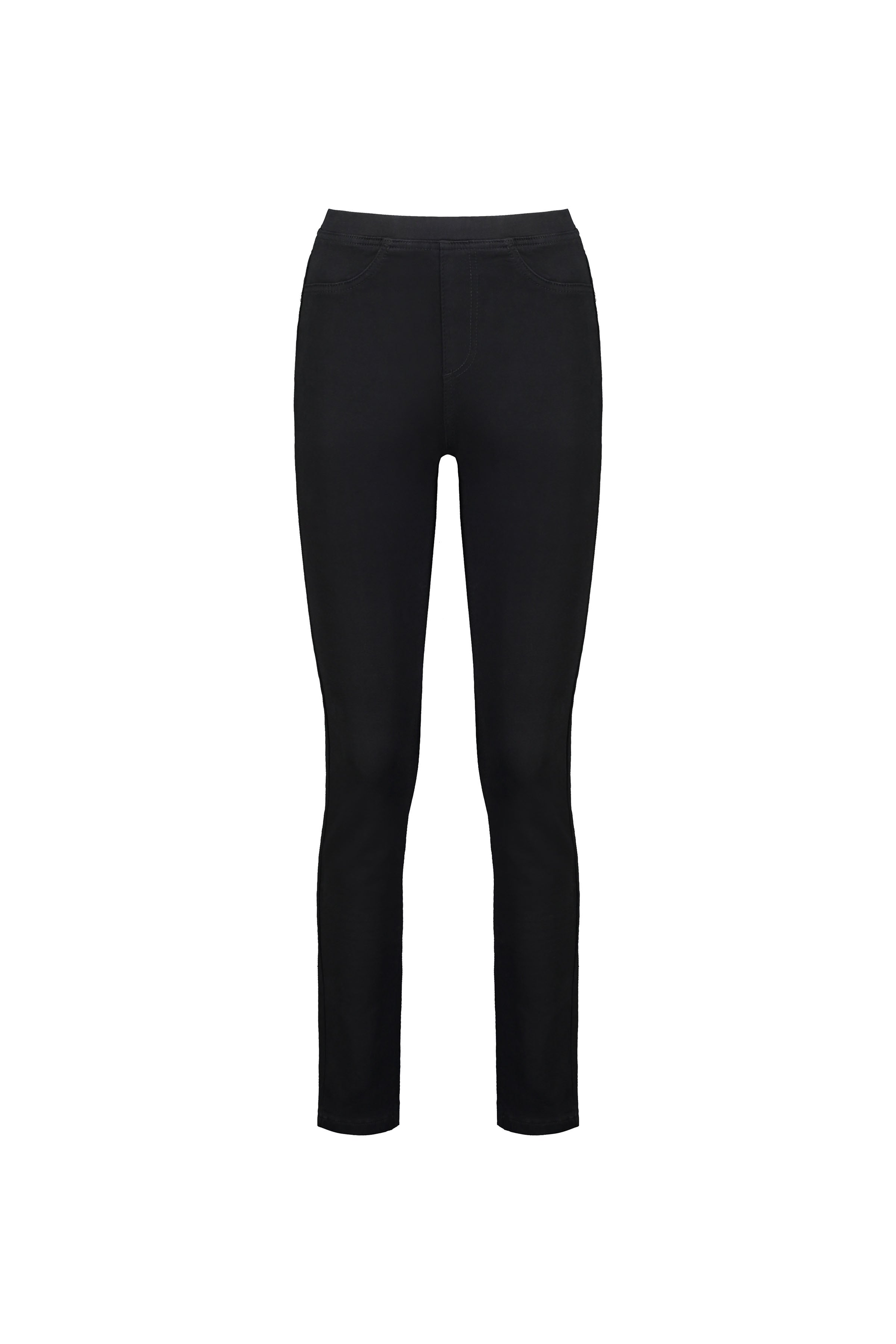 234K Black - Slim Leg Full Length Knit Denim Pull-On - Vassalli