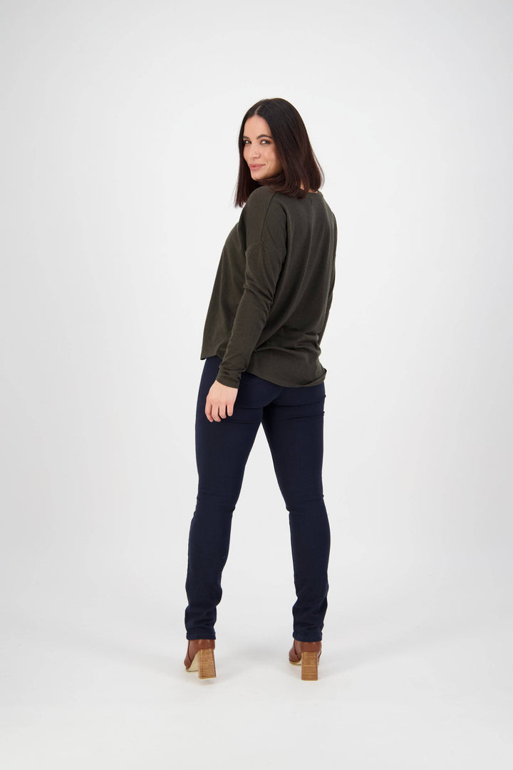 234K Carbon - Slim Leg Full Length Knit Denim Pull-On - Vassalli