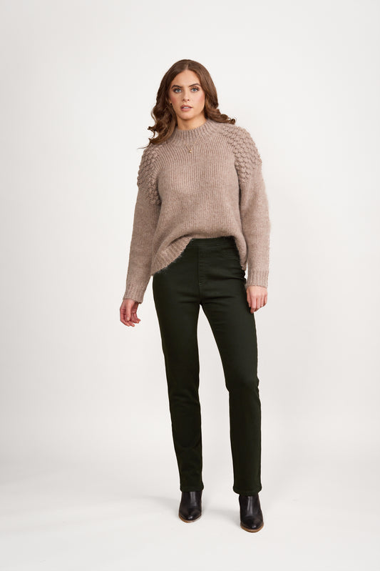 234K Forest - Slim Leg Full Length Knit Denim Pull On - Vassalli