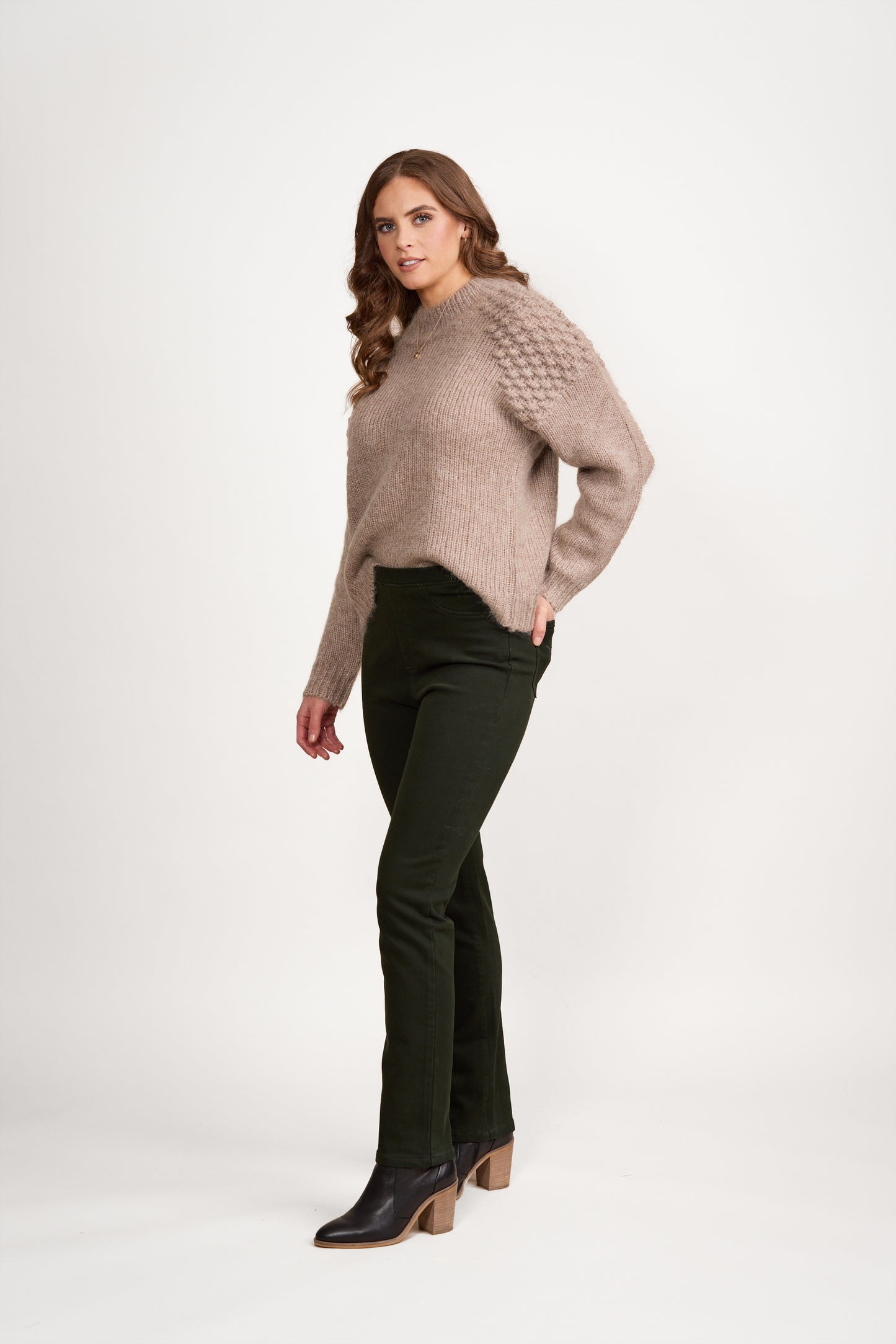 234K Forest - Slim Leg Full Length Knit Denim Pull On - Vassalli