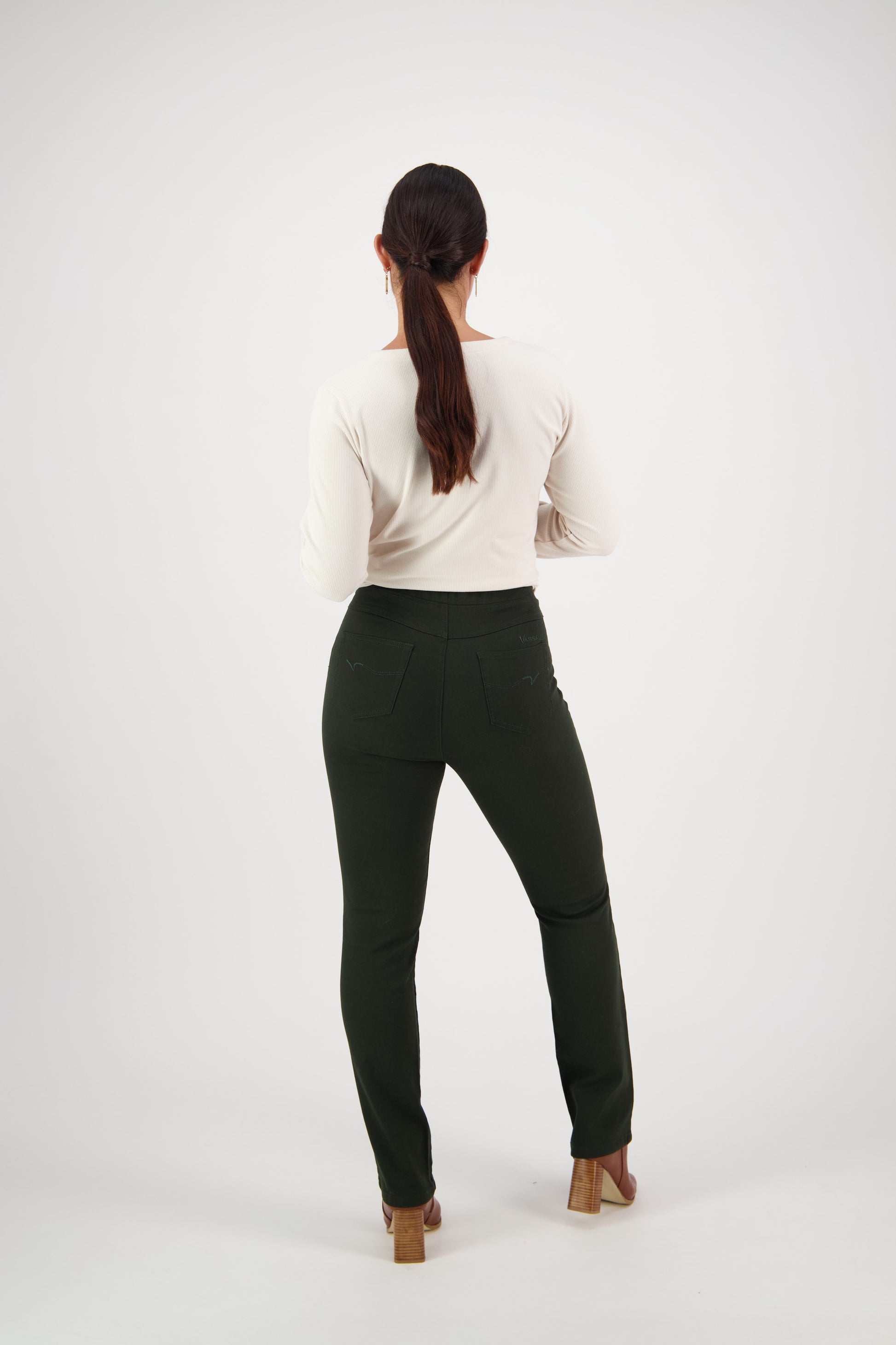 234K Forest - Slim Leg Full Length Knit Denim Pull-On - Vassalli