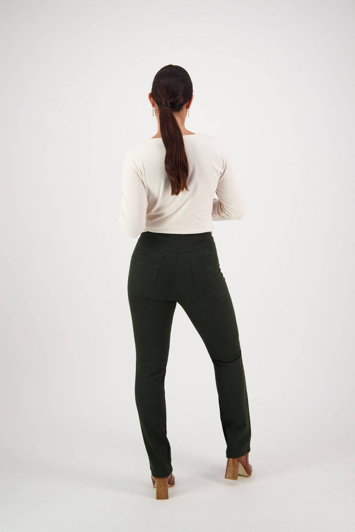 234K Forest - Slim Leg Full Length Knit Denim Pull-On - Vassalli