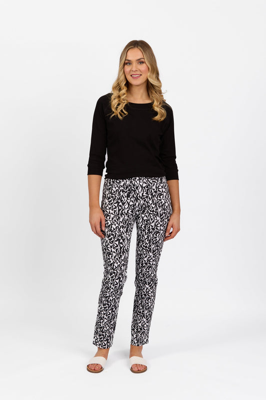 261LW Accent - Printed Skinny Leg 3/4 Length Lightweight Pull On - Vassalli