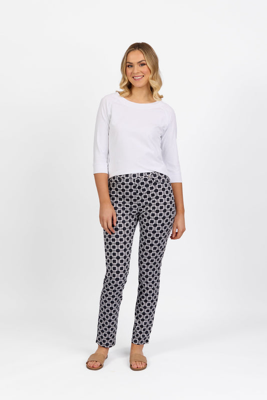 234LW Arlo - Printed Slim Leg Full Length Lightweight Pull On - Vassalli