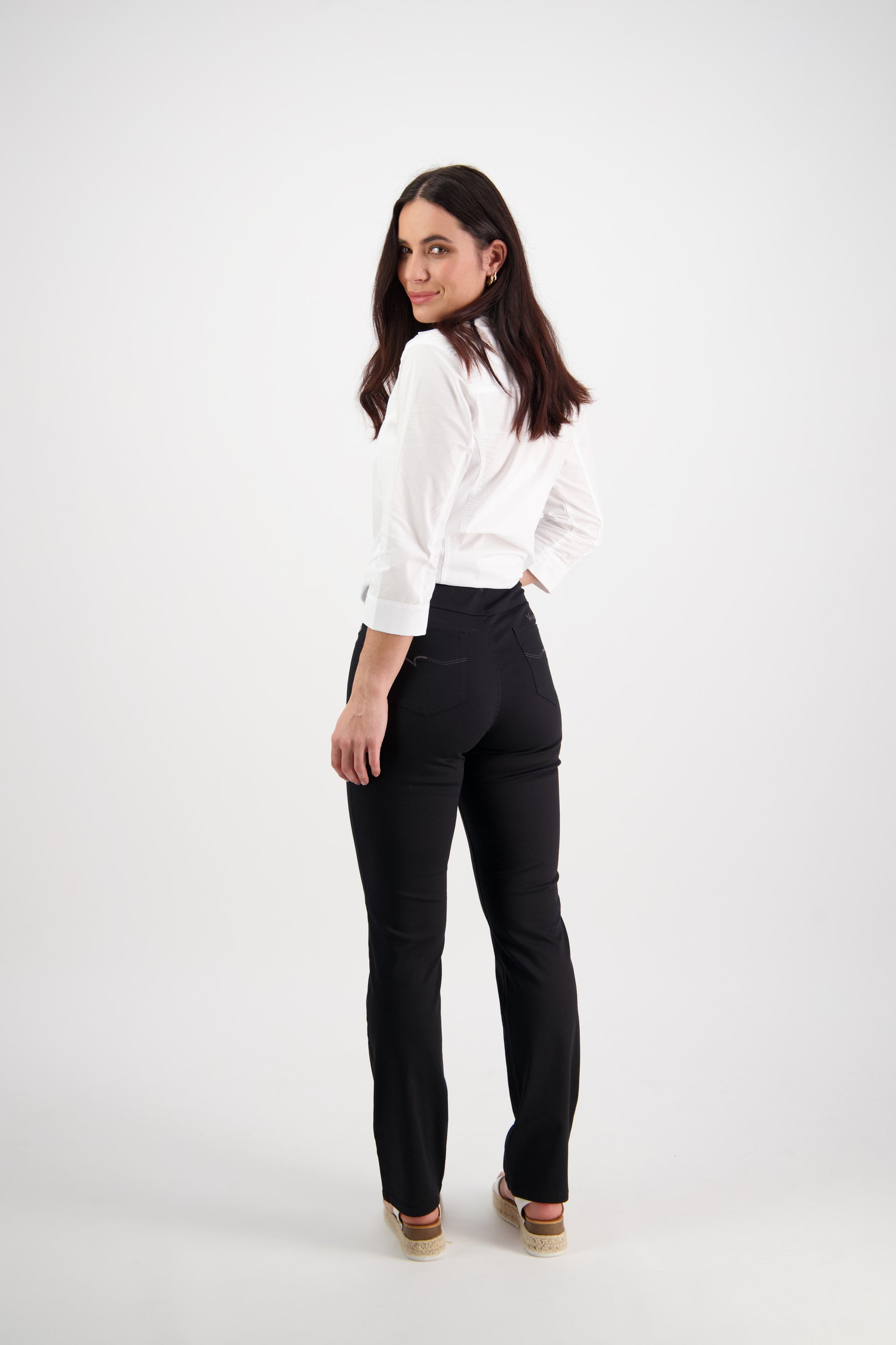 234LW Black - Plain Slim Leg Full Length Lightweight Pull-On - Vassalli