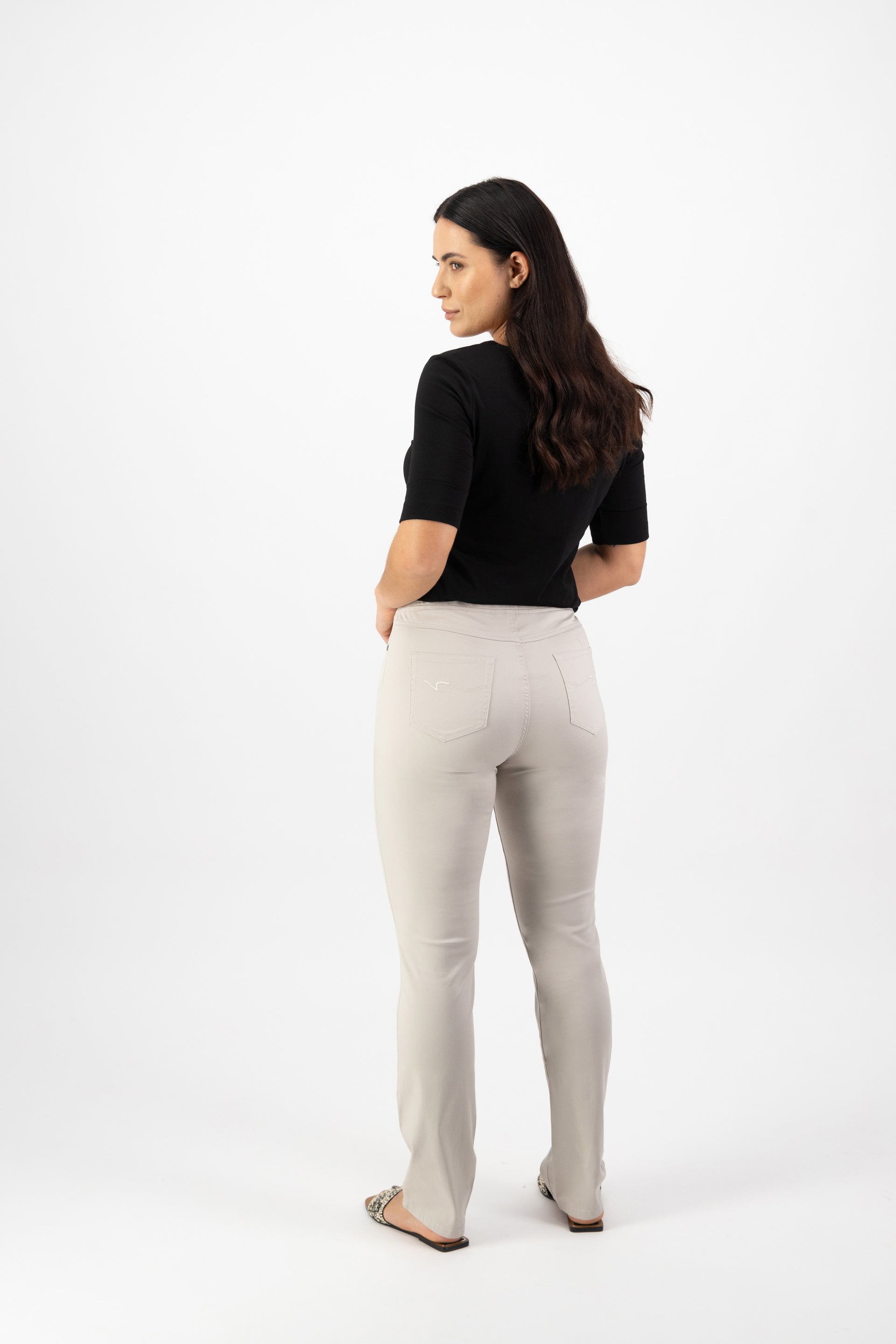 234LW Pumice - Plain Slim Leg Full Length Lightweight Pull-On - Vassalli