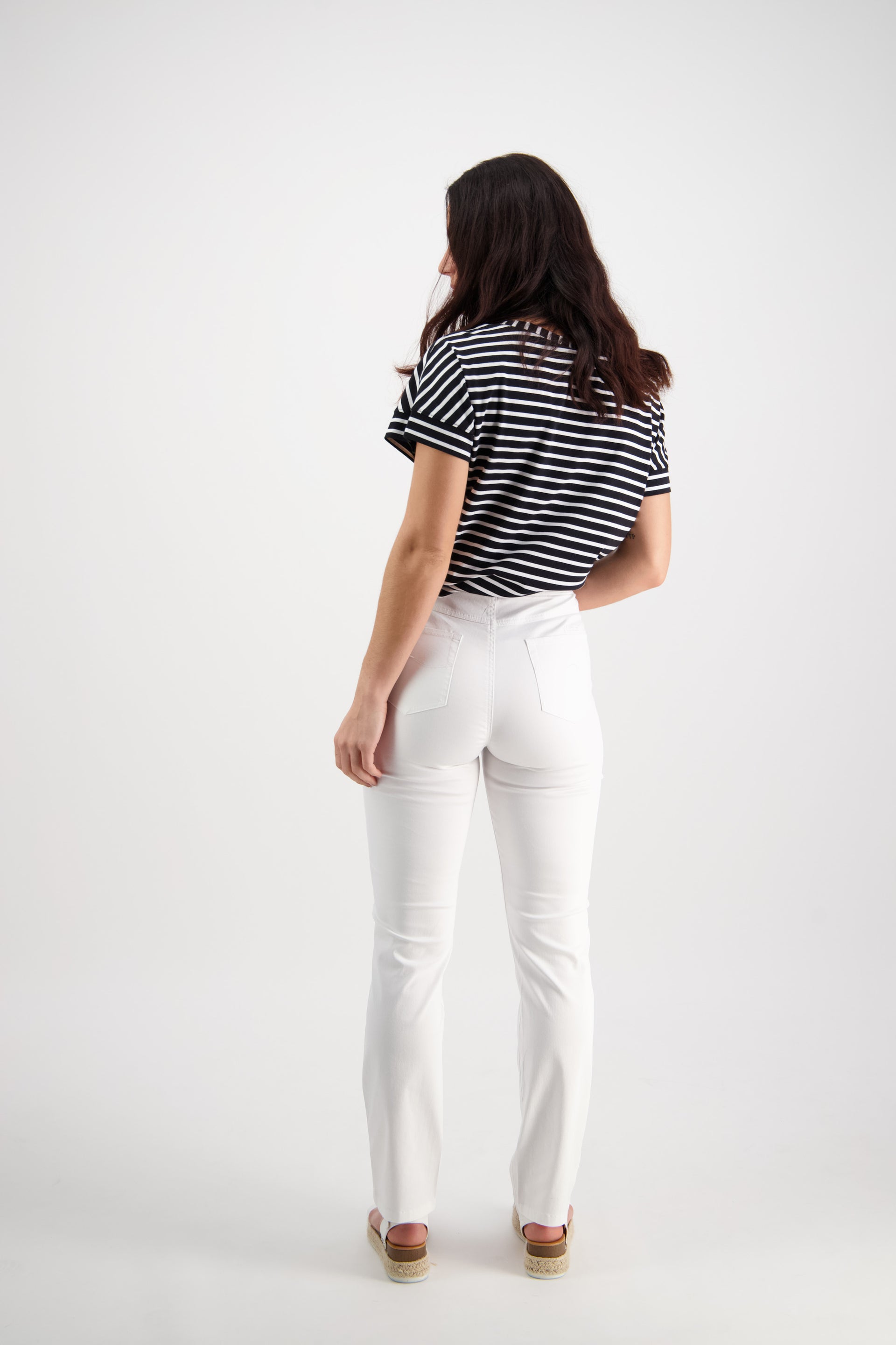 234LW White - Plain Slim Leg Full Length Lightweight Pull-On - Vassalli