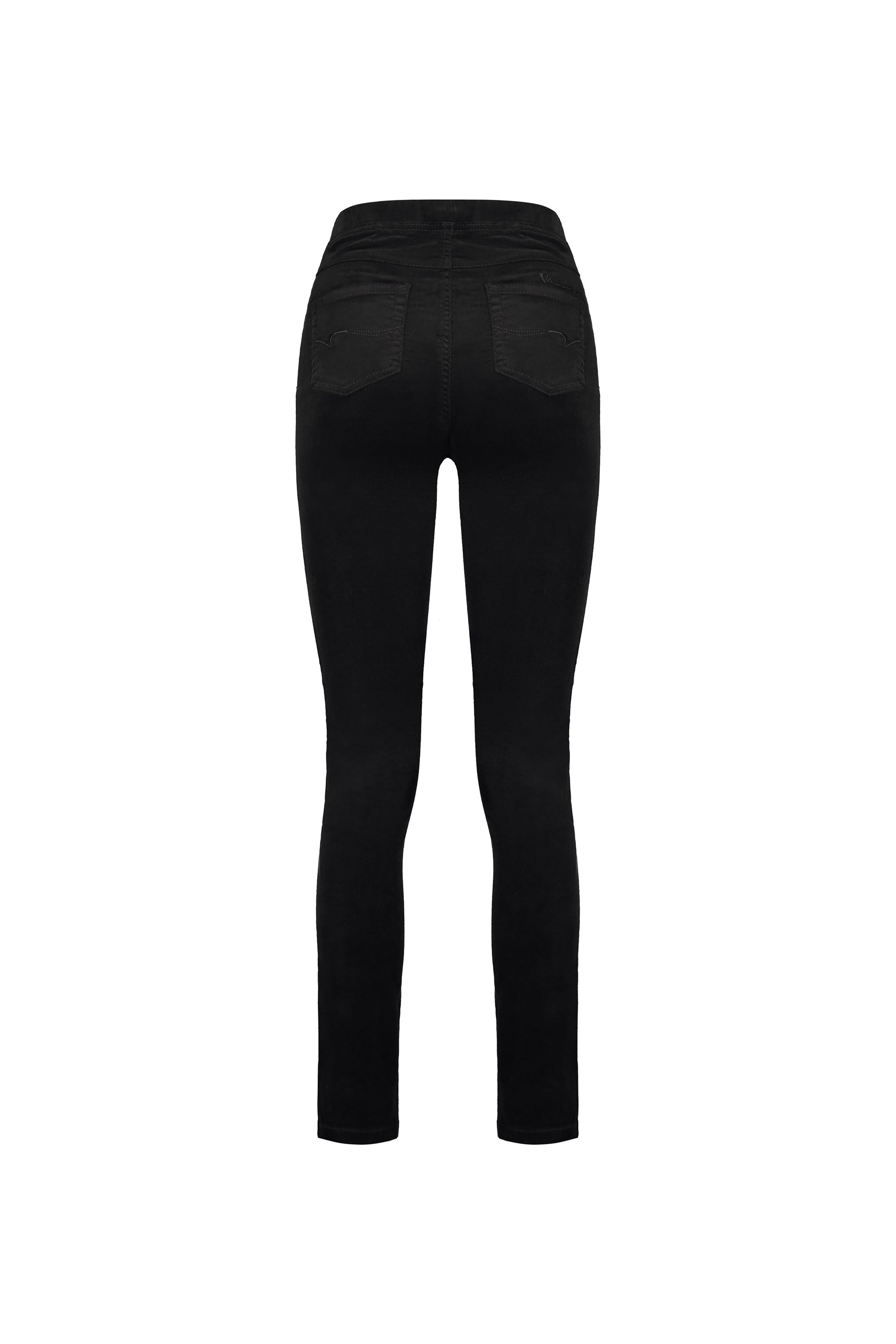 234M Black - Slim Leg Full Length Pinwale Cord Pull-On - Vassalli