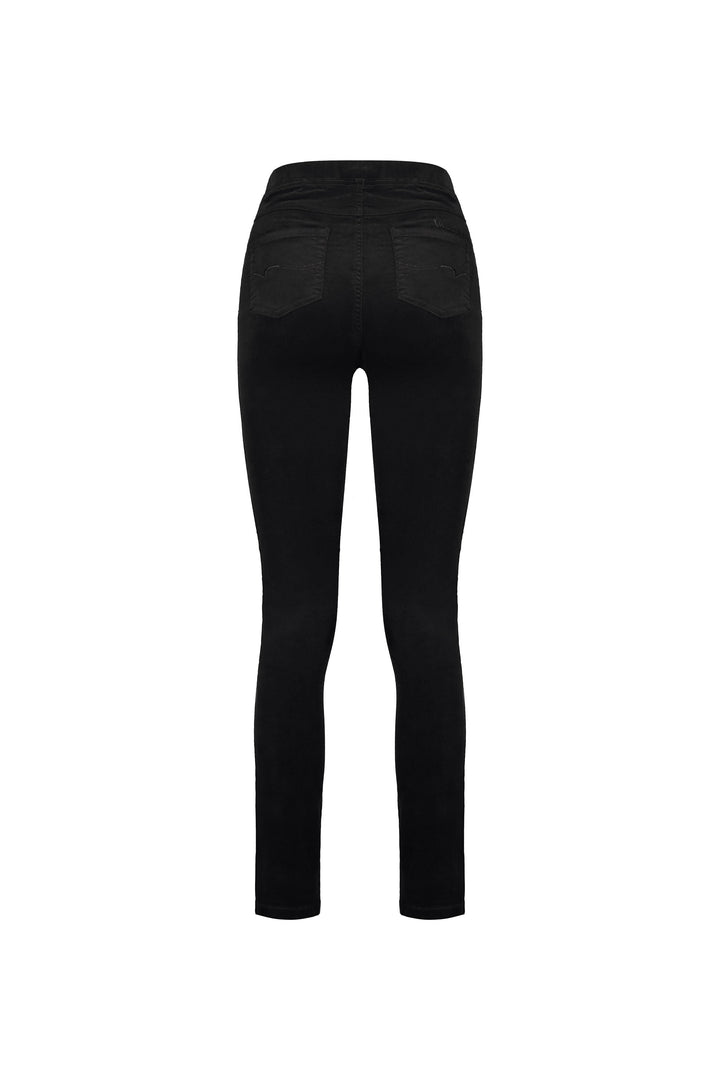 234M Black - Slim Leg Full Length Pinwale Cord Pull-On - Vassalli