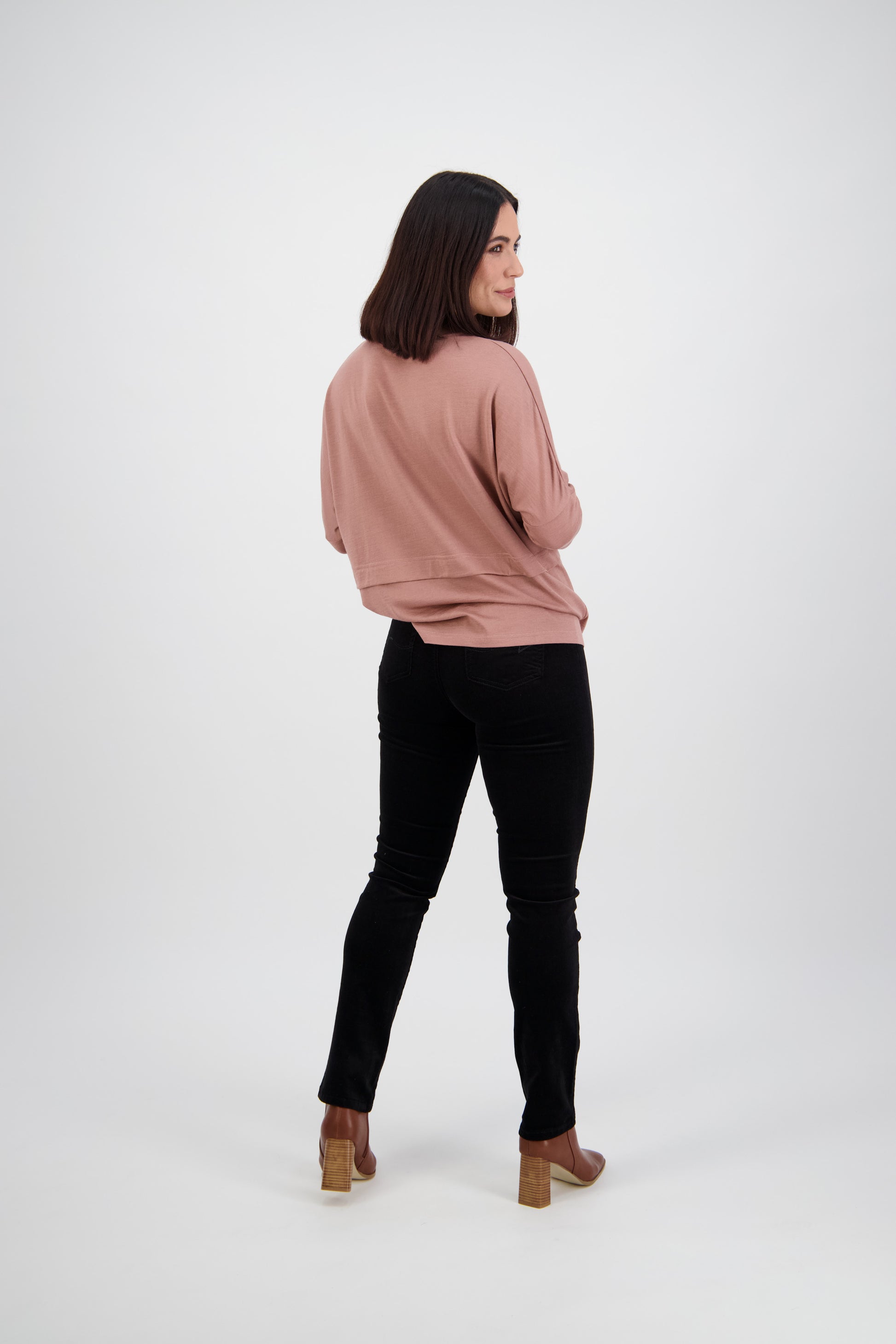 234M Black - Slim Leg Full Length Pinwale Cord Pull-On - Vassalli