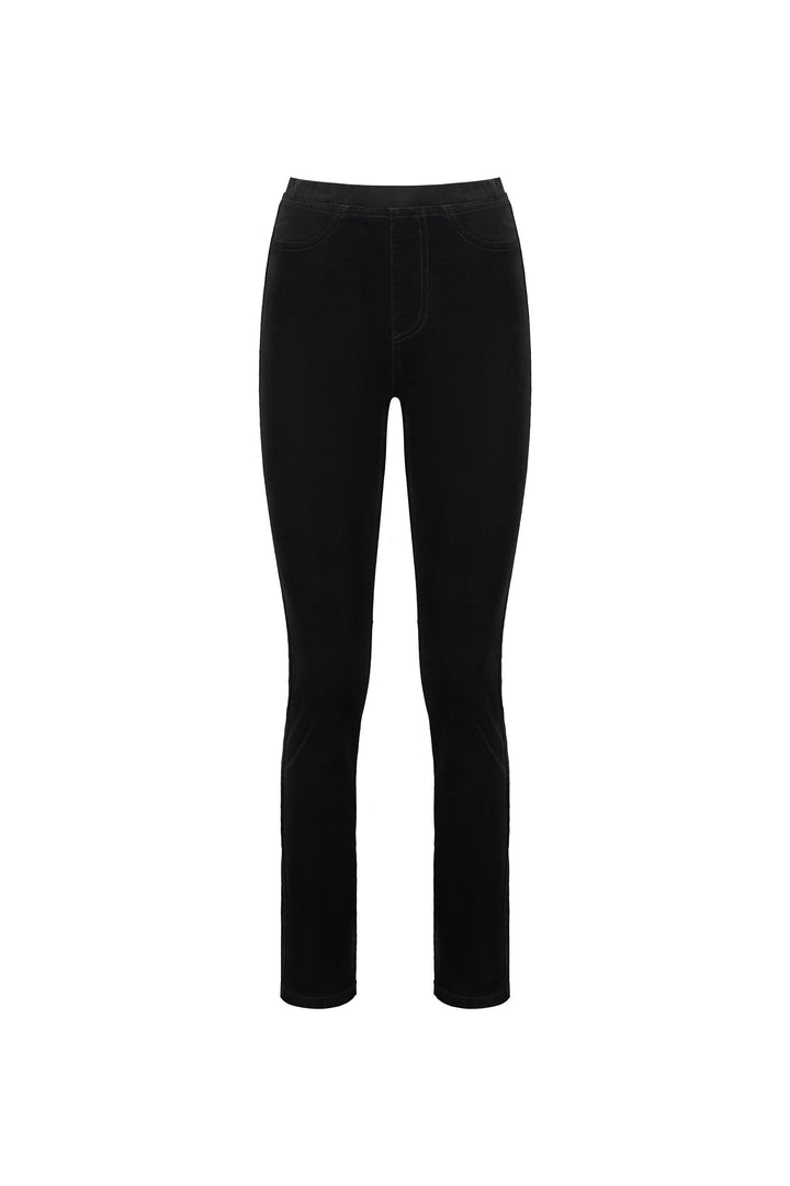 234M Black - Slim Leg Full Length Pinwale Cord Pull-On - Vassalli