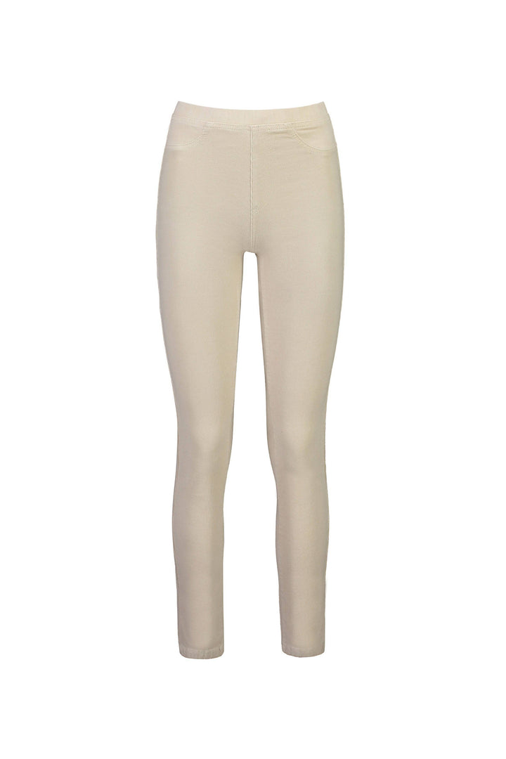 234M Bone - Slim Leg Full Length Cord Pull-On - Vassalli