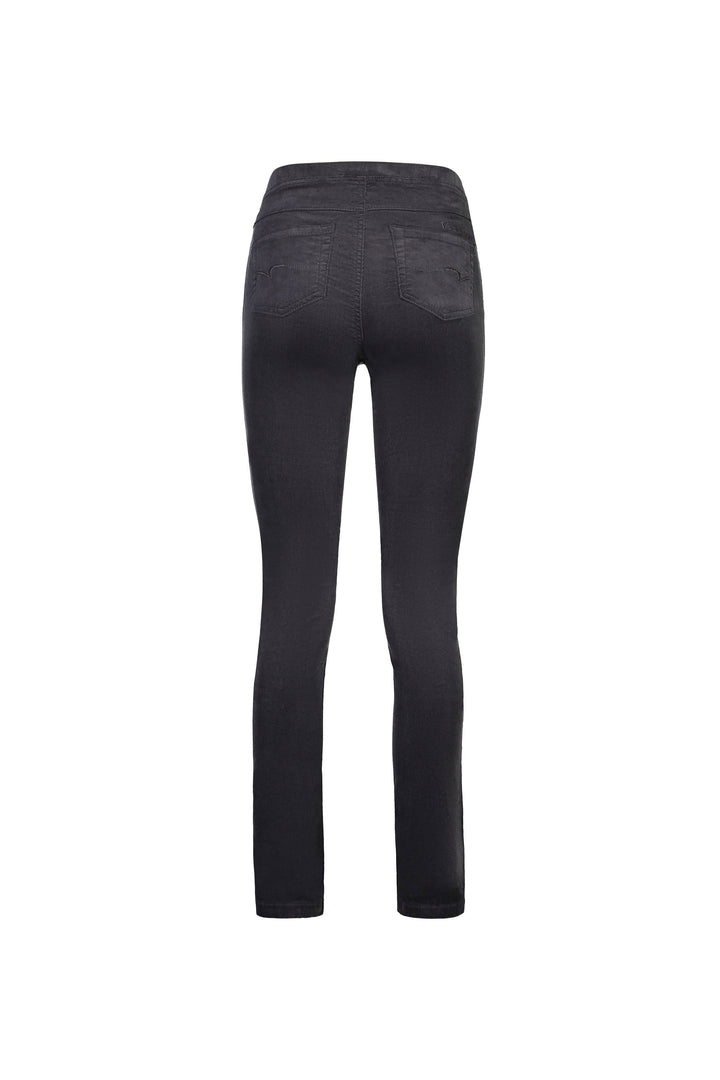 234M Charcoal - Slim Leg Full Length Pinwale Cord Pull-On - Vassalli