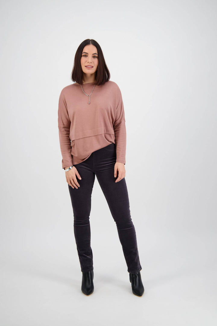 234M Charcoal - Slim Leg Full Length Pinwale Cord Pull-On - Vassalli