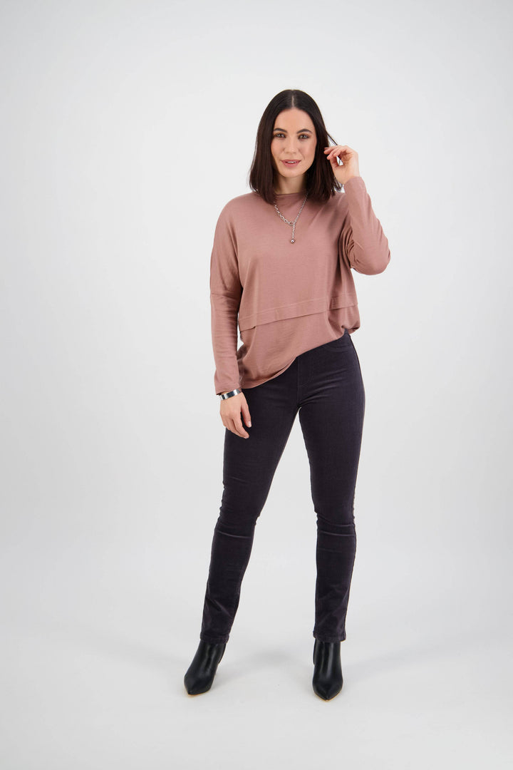 234M Charcoal - Slim Leg Full Length Pinwale Cord Pull-On - Vassalli