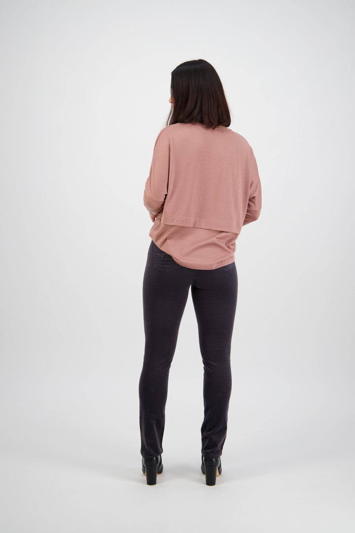 234M Charcoal - Slim Leg Full Length Pinwale Cord Pull-On - Vassalli