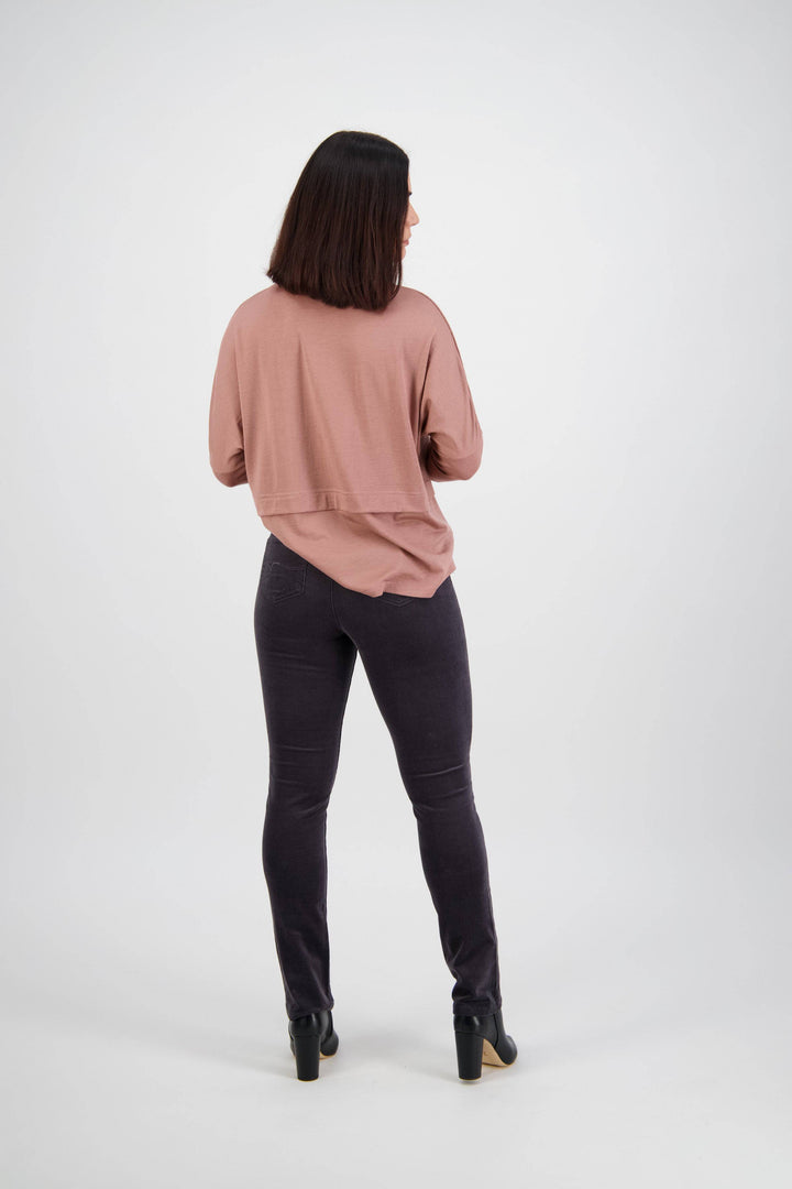 234M Charcoal - Slim Leg Full Length Pinwale Cord Pull-On - Vassalli