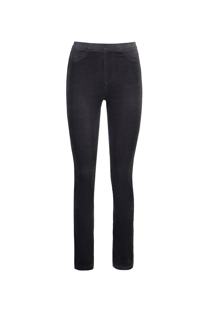 234M Charcoal - Slim Leg Full Length Pinwale Cord Pull-On - Vassalli