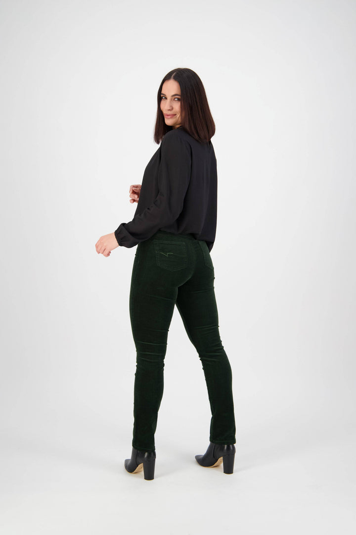 234M Forest - Slim Leg Full Length Pinwale Cord Pull-On - Vassalli