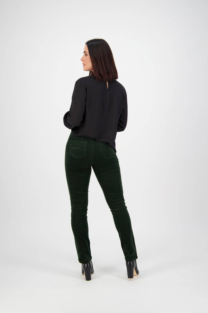 234M Forest - Slim Leg Full Length Pinwale Cord Pull-On - Vassalli