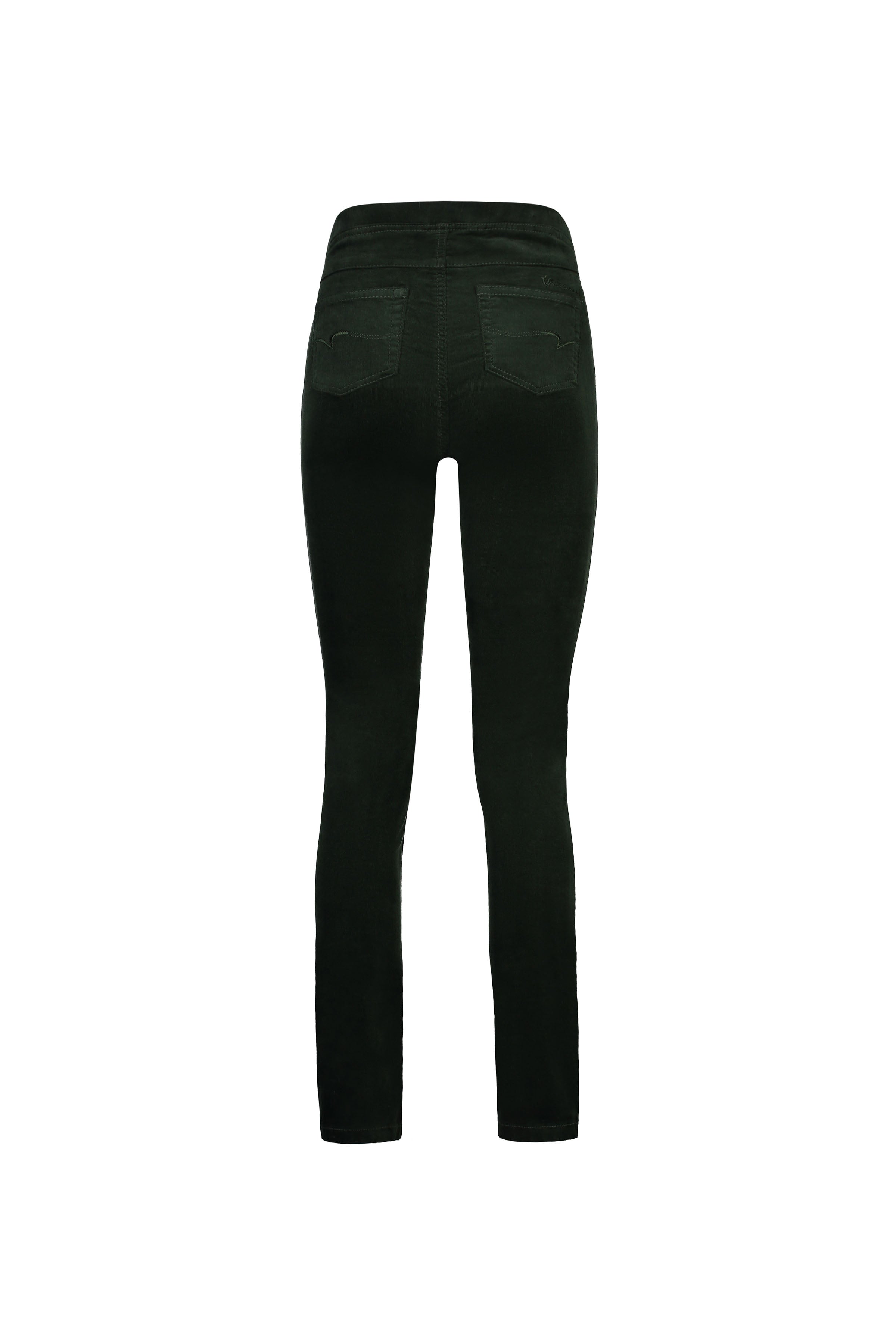 234M Forest - Slim Leg Full Length Pinwale Cord Pull-On - Vassalli