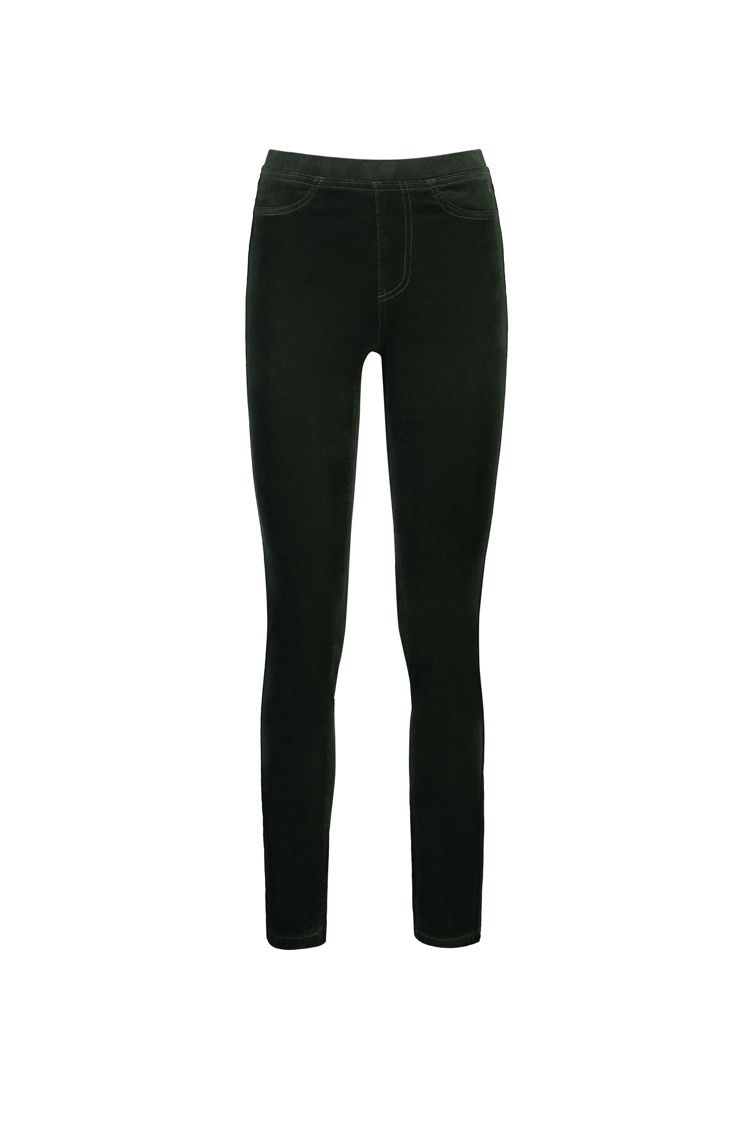 234M Forest - Slim Leg Full Length Pinwale Cord Pull-On - Vassalli