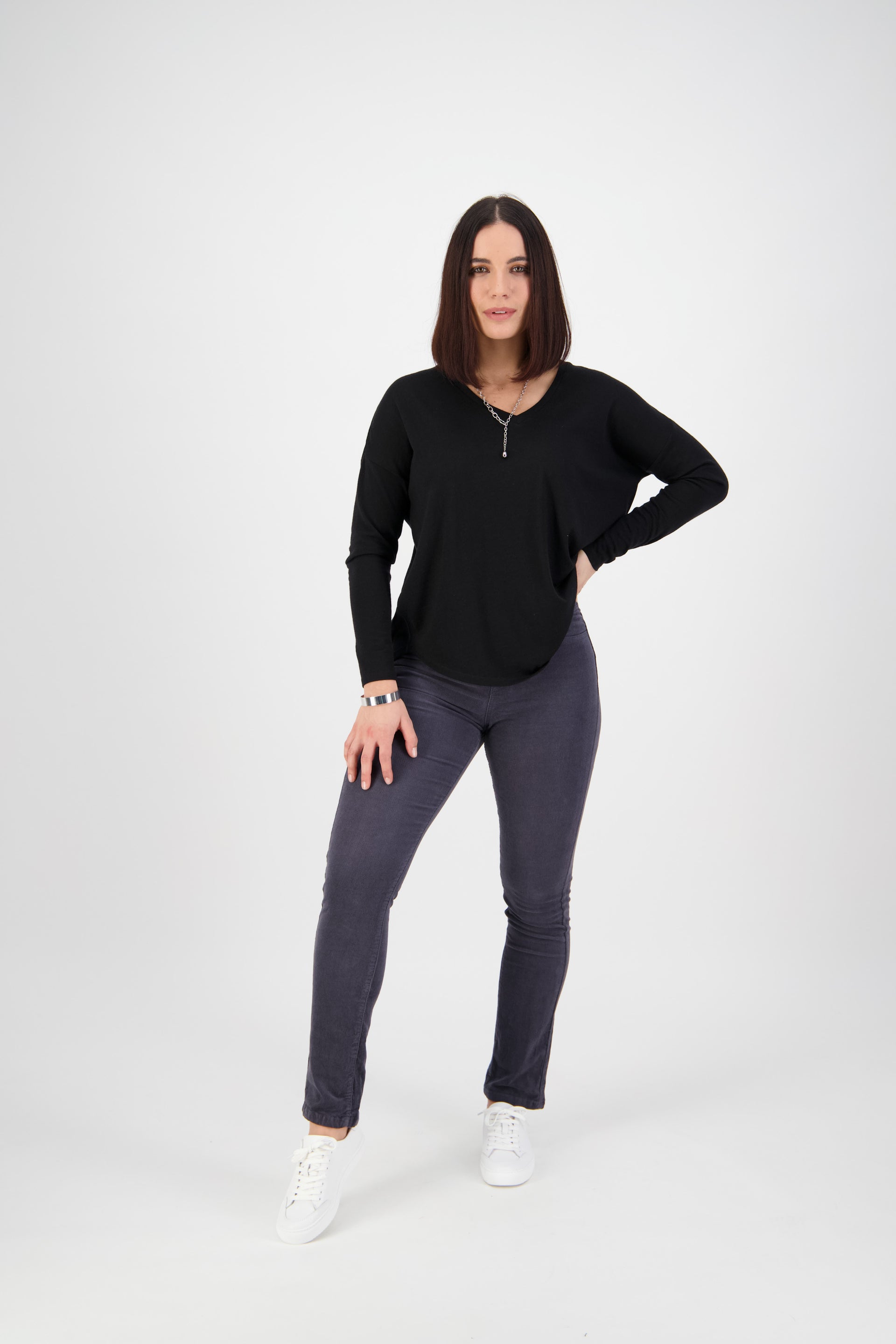 234M Graphite - Slim Leg Full Length Cord Pull-On - Vassalli