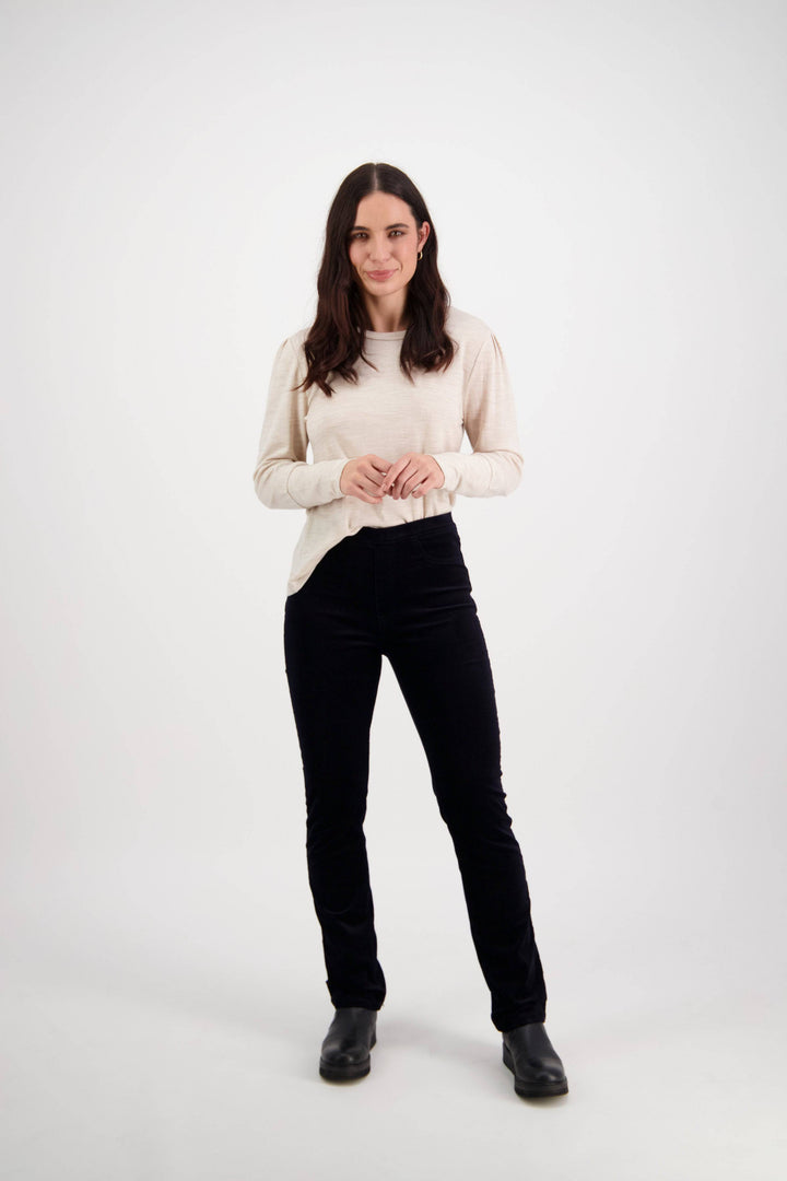 234M Midnight - Slim Leg Full Length Pinwale Cord Pull-On - Vassalli