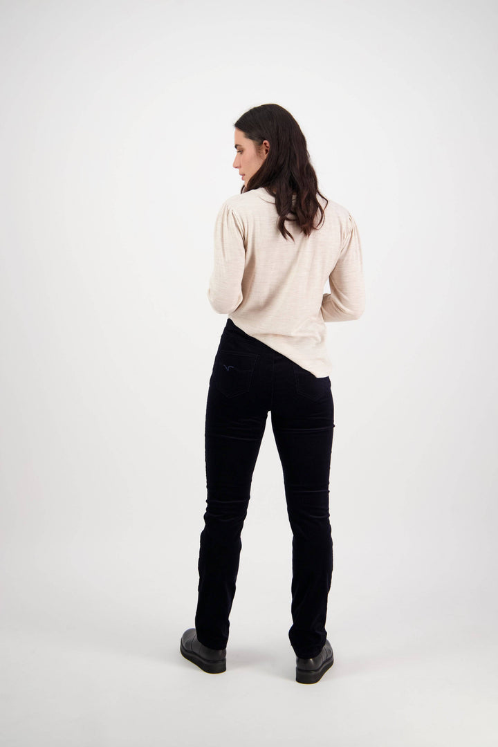 234M Midnight - Slim Leg Full Length Pinwale Cord Pull-On - Vassalli