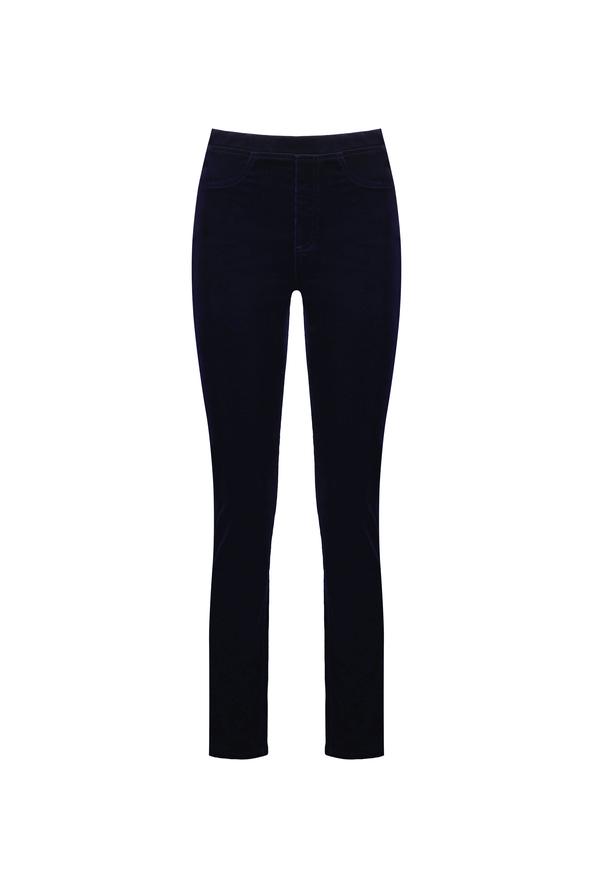 234M Midnight - Slim Leg Full Length Pinwale Cord Pull-On - Vassalli