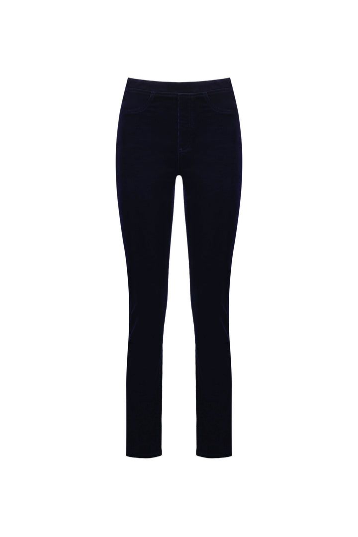 234M Midnight - Slim Leg Full Length Pinwale Cord Pull-On - Vassalli