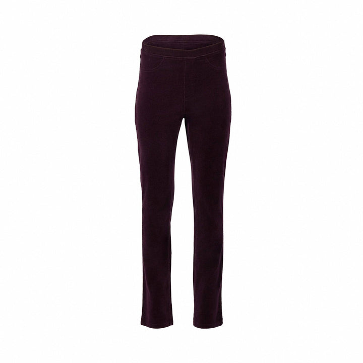 234M Mulberry - Slim Leg Full Length Pinwale Cord Pull-On - Vassalli