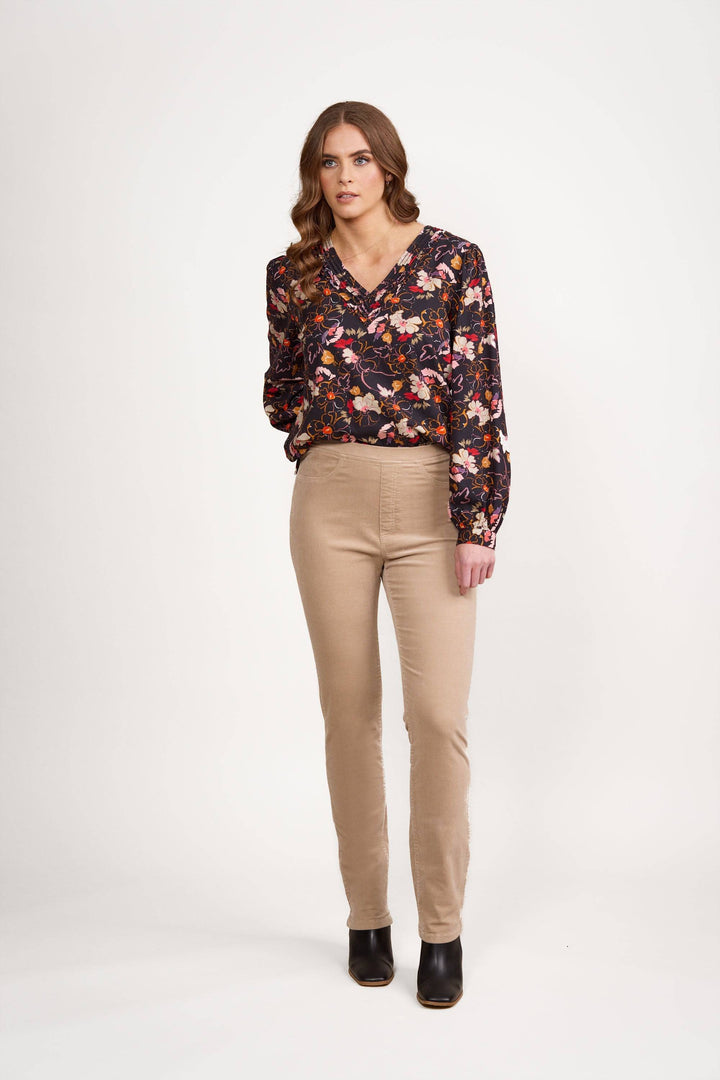 234M Oat - Slim Leg Full Length Pinwale Cord Pull-On - Vassalli