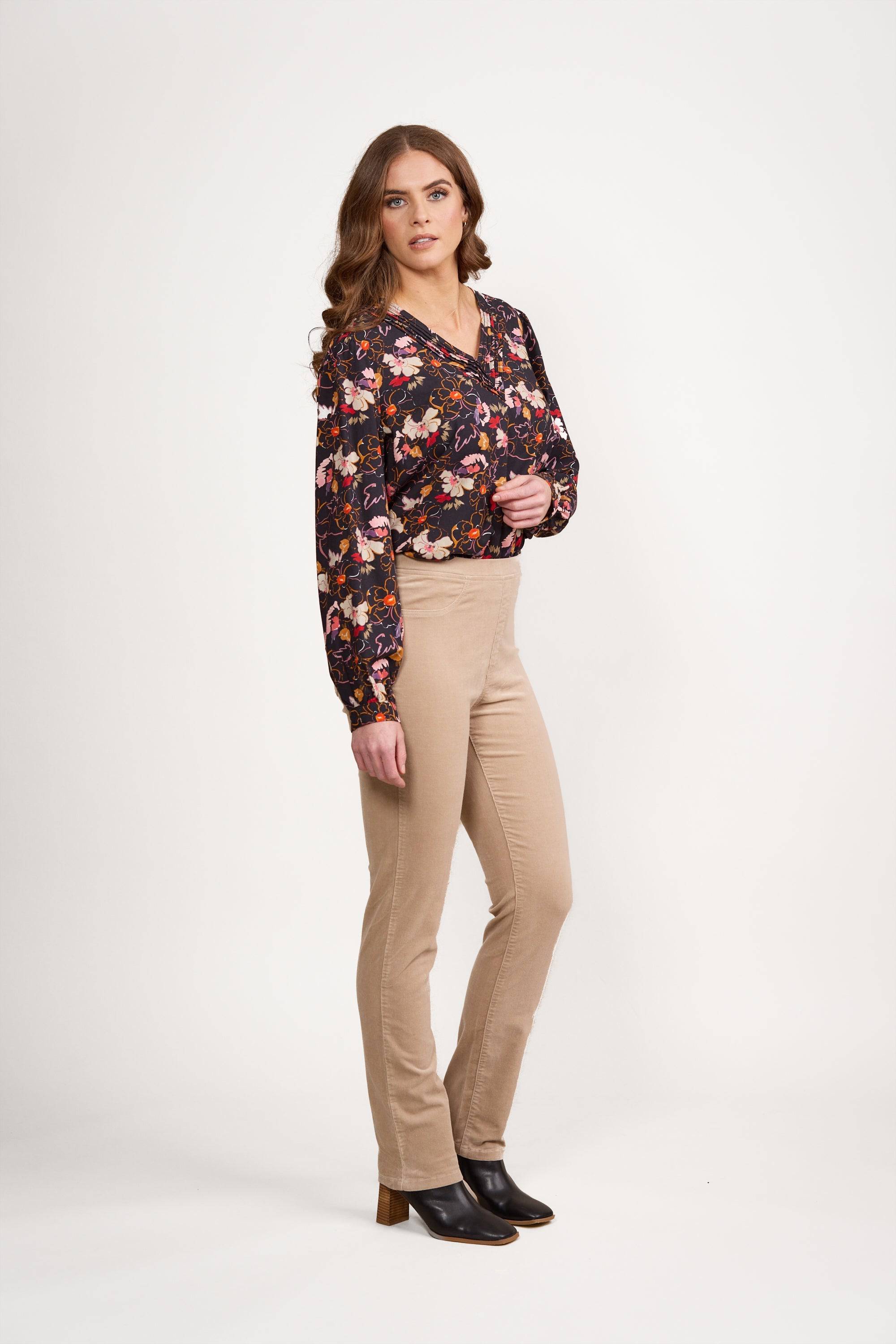 234M Oat - Slim Leg Full Length Pinwale Cord Pull-On - Vassalli