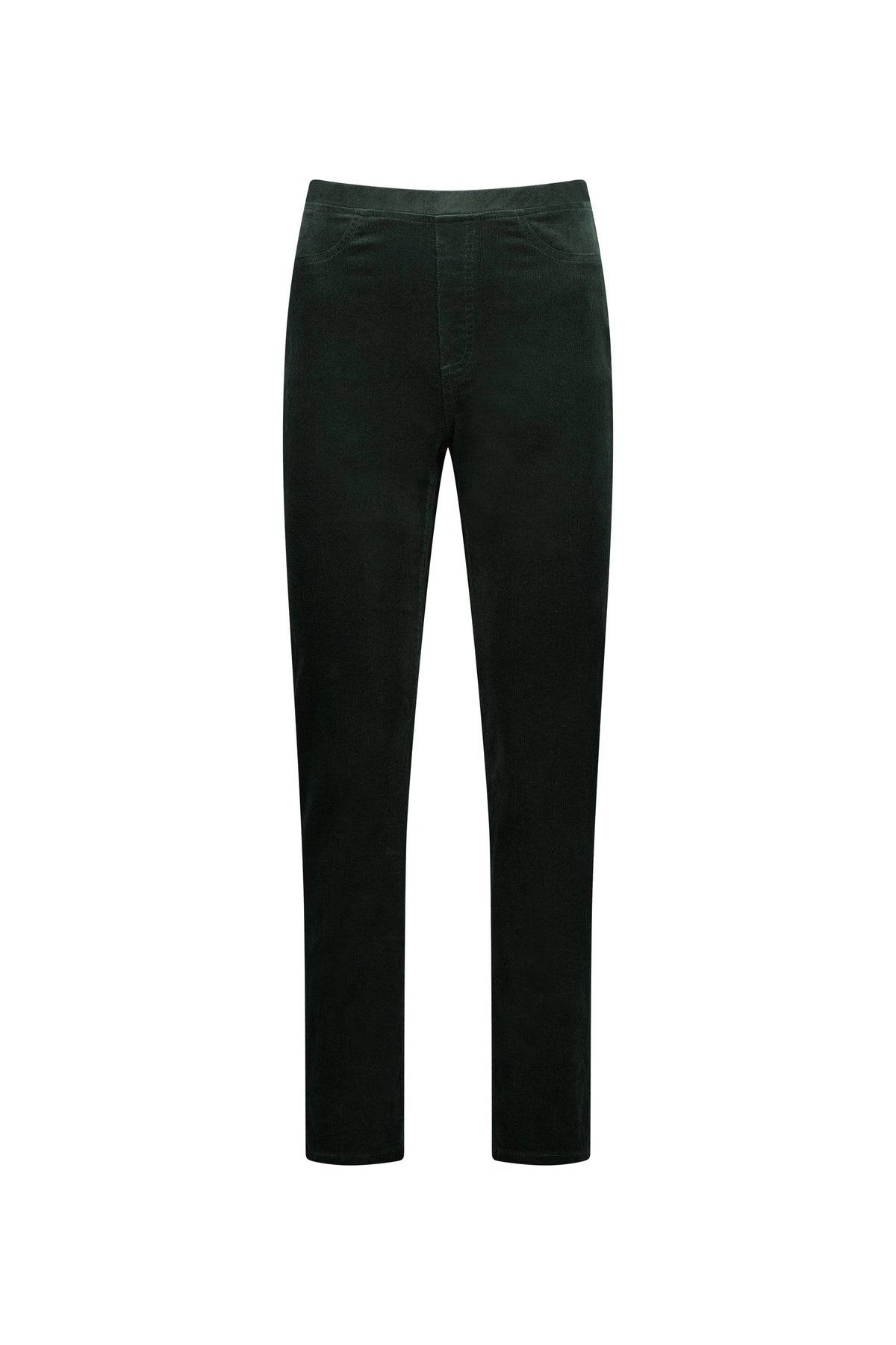 A pair of Vassalli Bay Cord Pull On pants in olive, featuring a straight-leg silhouette, displayed on a white background.
