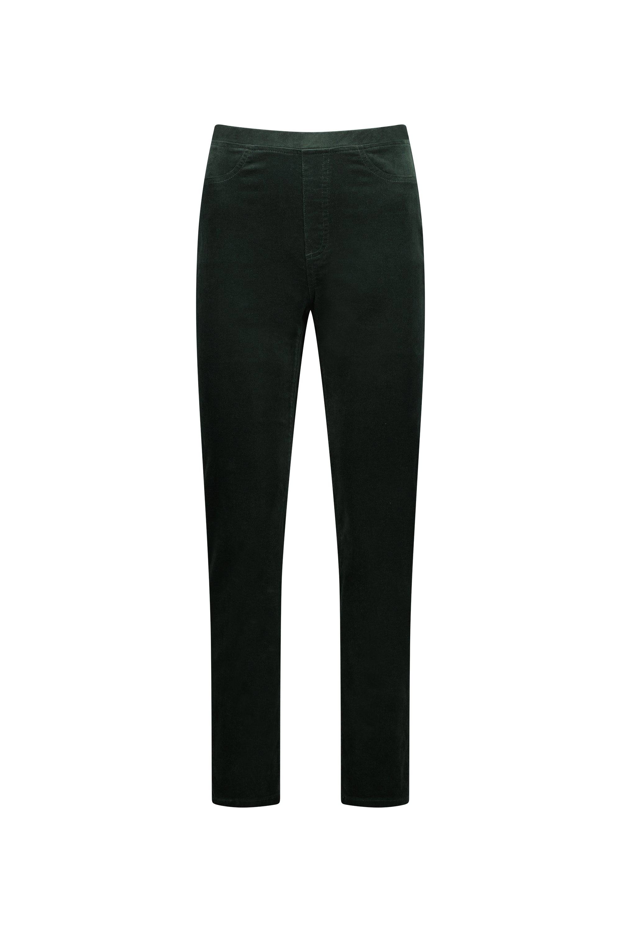 234M Olive - Slim Leg Full Length Pinwale Cord Pull-On - Vassalli
