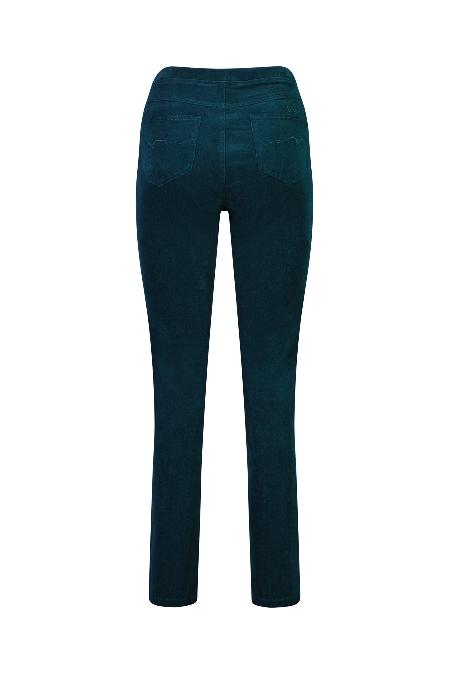 234M Peacock - Slim Leg Full Length Pinwale Cord Pull-On - Vassalli