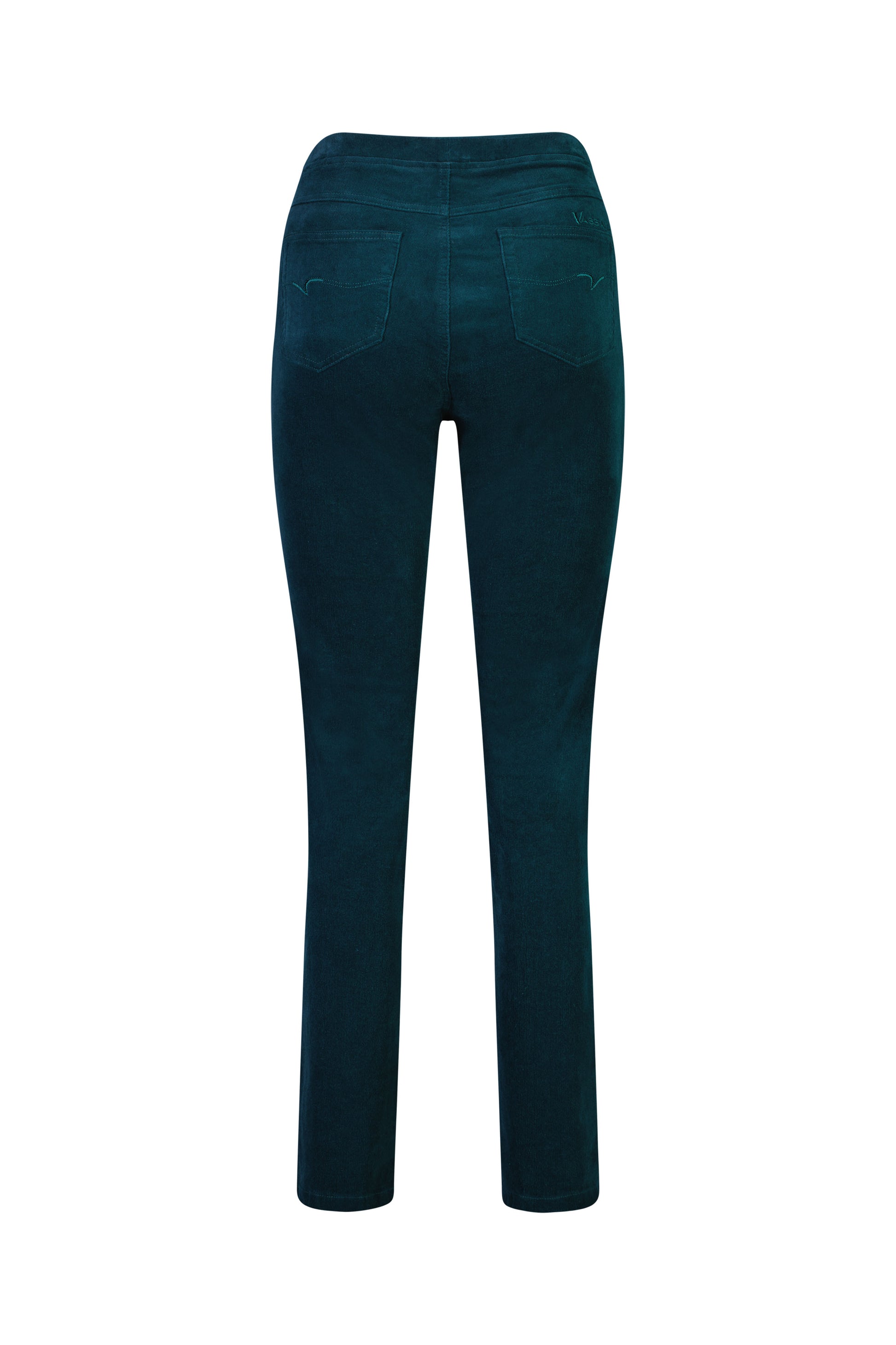 234M Peacock - Slim Leg Full Length Pinwale Cord Pull-On - Vassalli