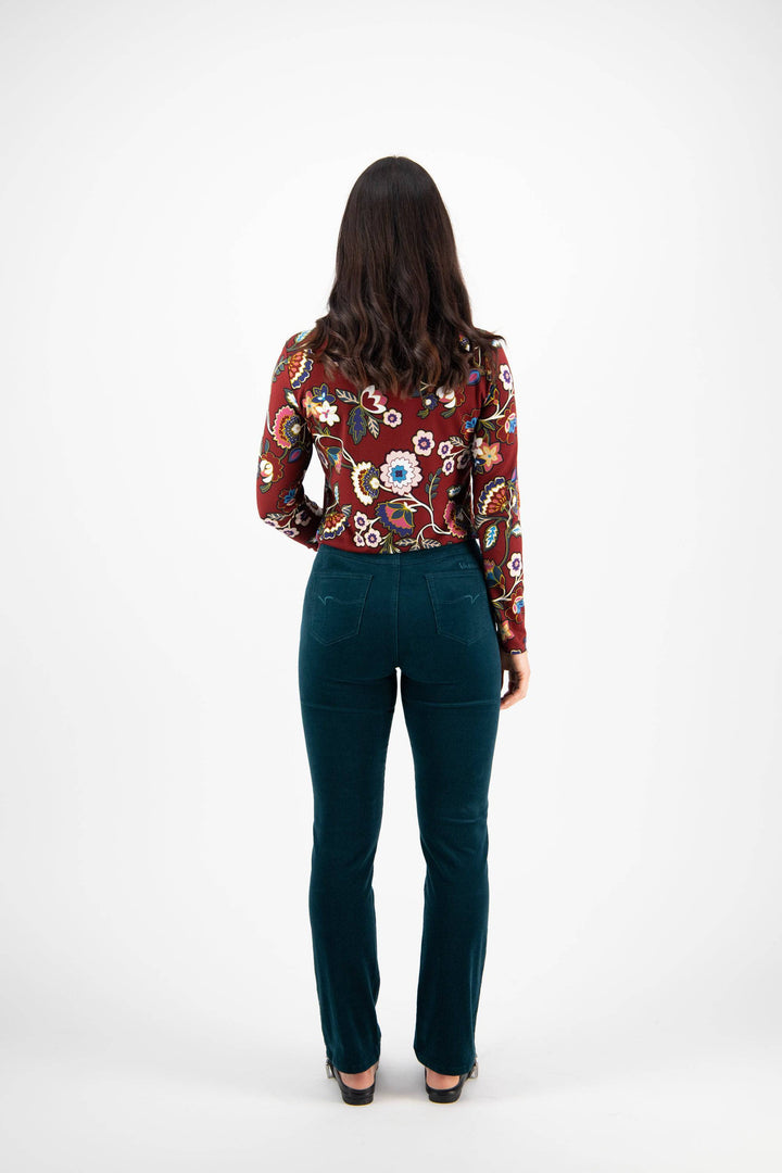 234M Peacock - Slim Leg Full Length Pinwale Cord Pull-On - Vassalli